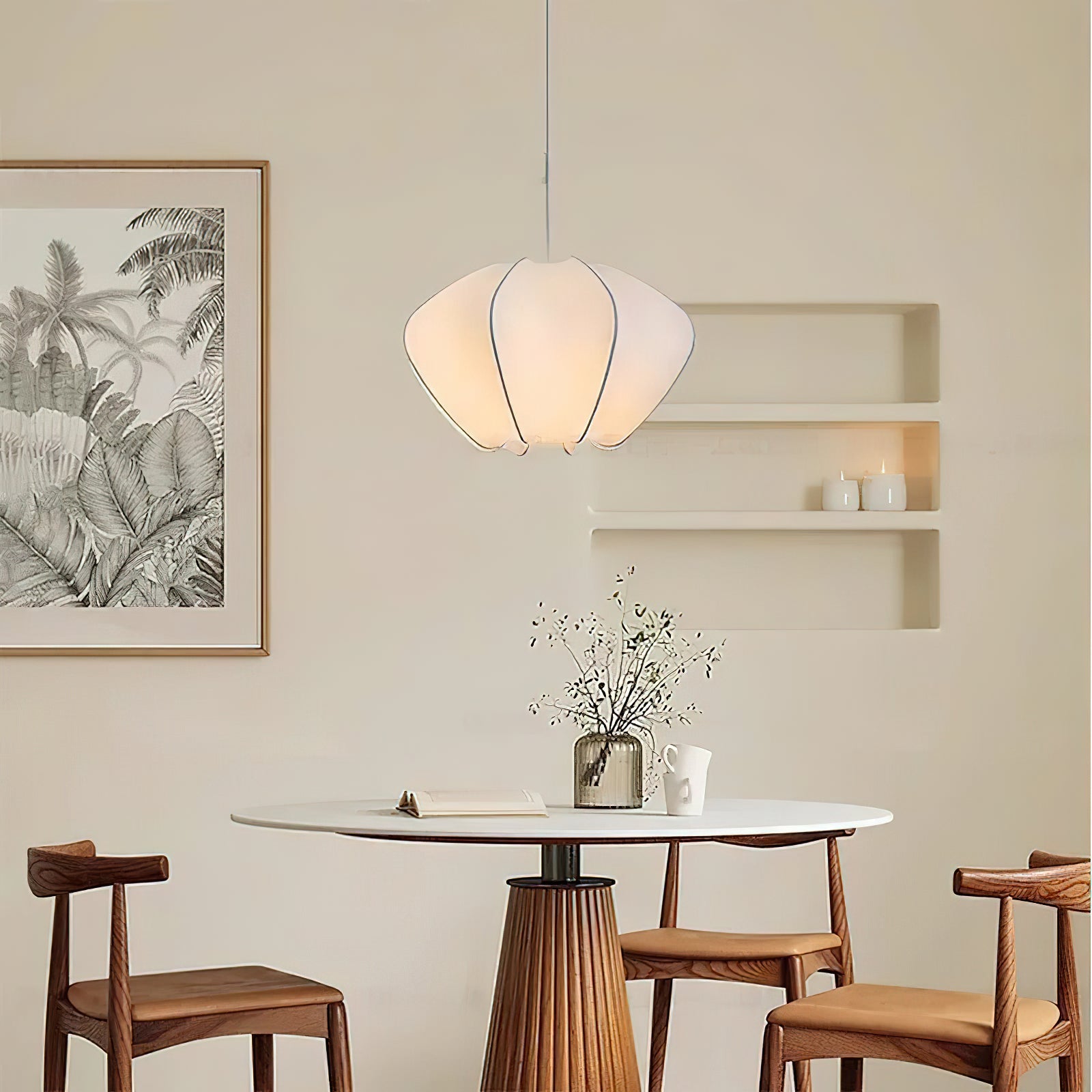 Makoto Silk Lantern Minimalist Japandi Pendant Light