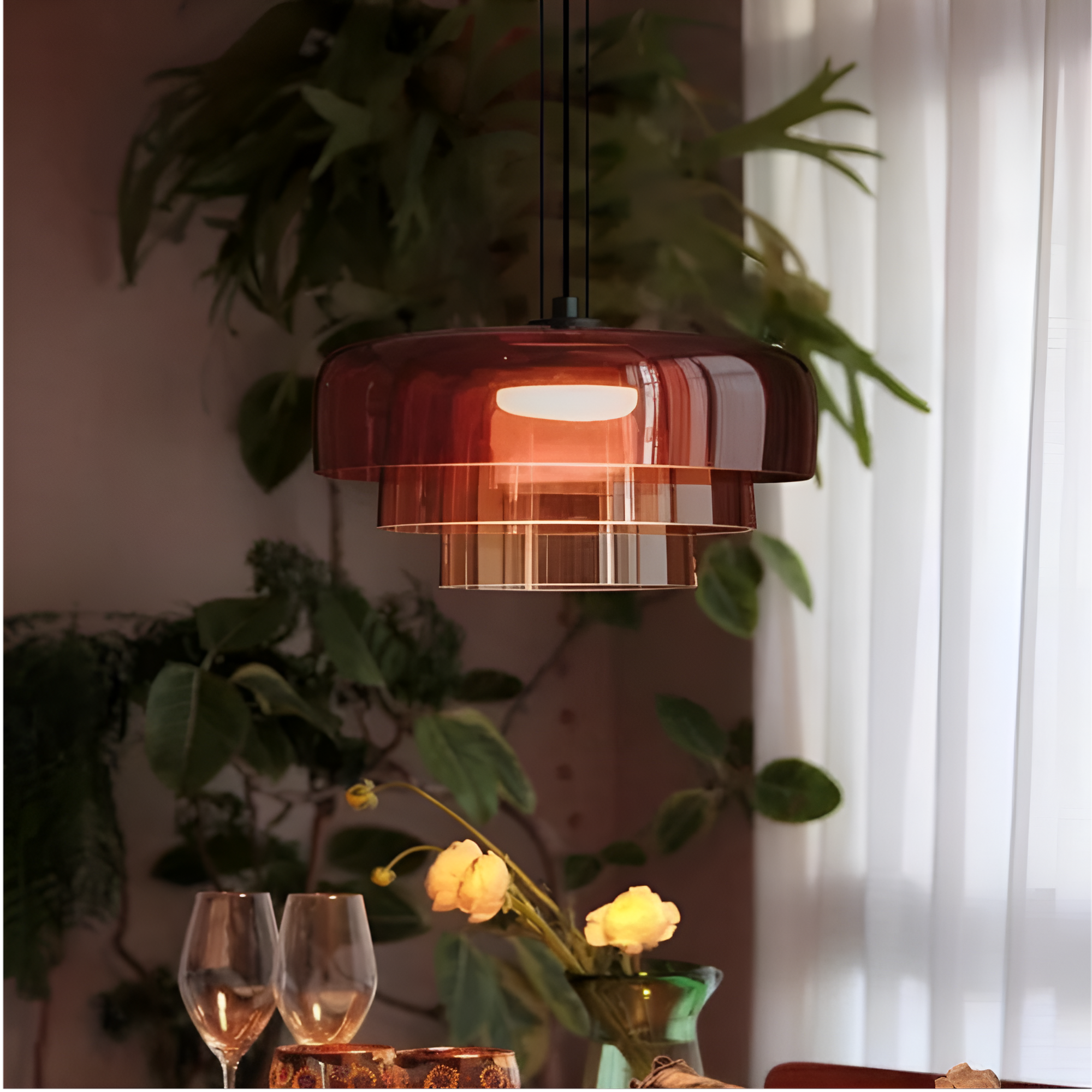 Lampe à Pendentif en Verre Céleste