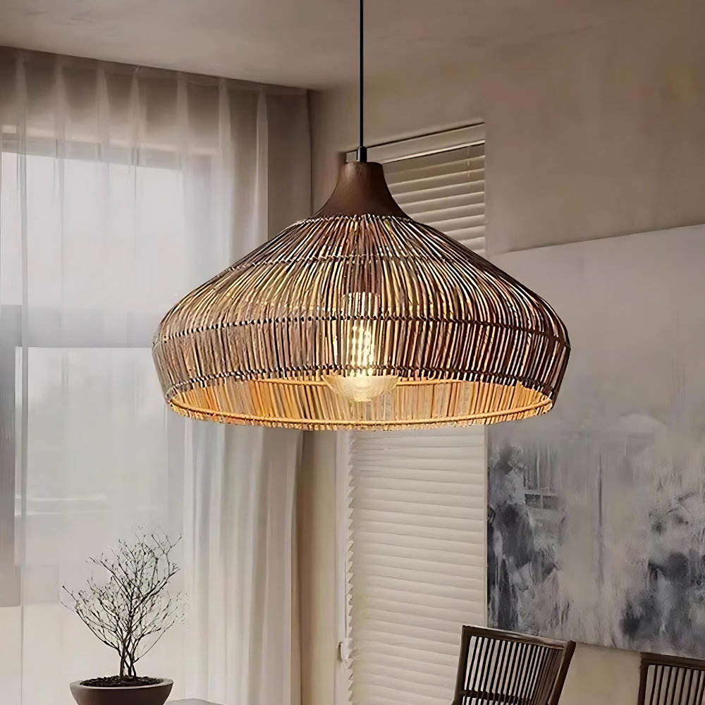 Elegant Natural Rattan Braid Boho Pendant Light
