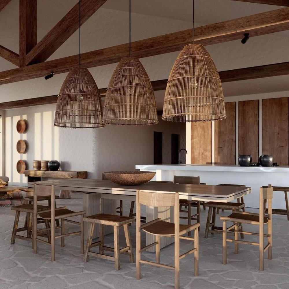 Rustic Natural Rattan Light