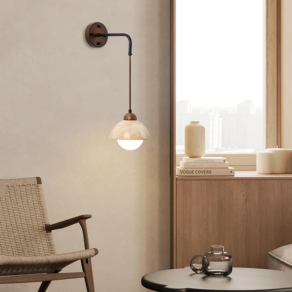 LED Hanging Travertine Nature Stone Wall Light