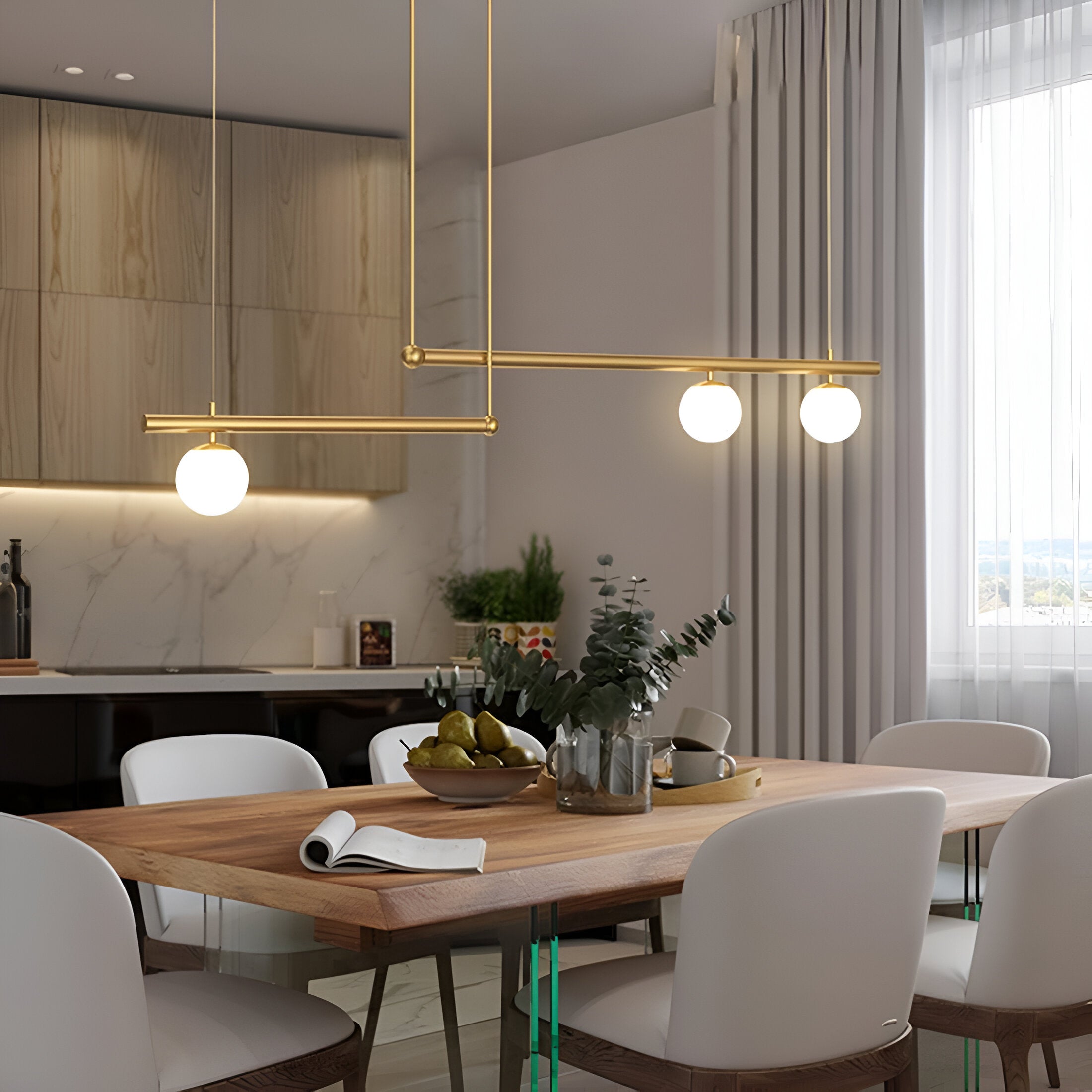 Nordic Glass Linear Luxury Pendant Light
