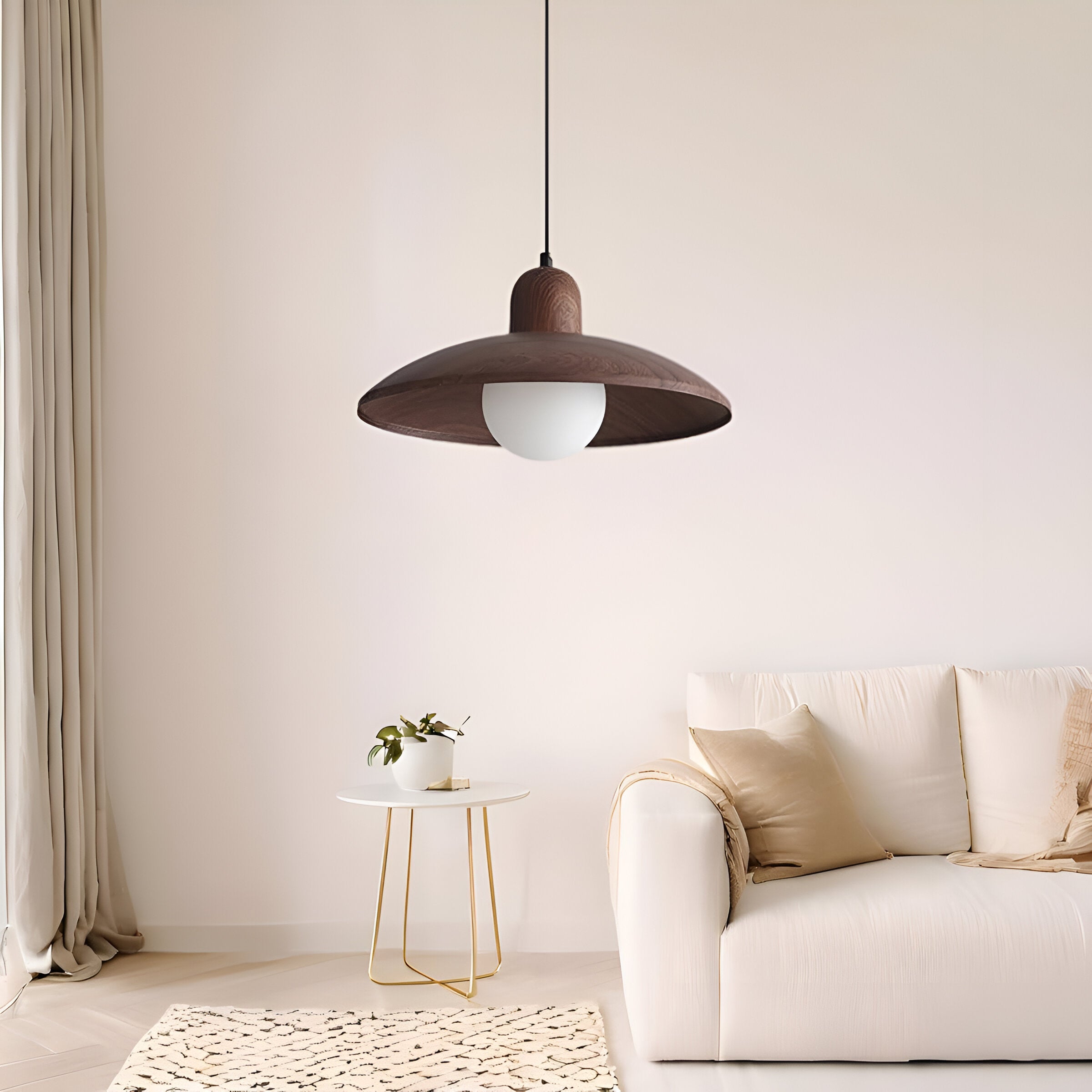 Japanese Style Wabi-Sabi Walnut Pendant Light