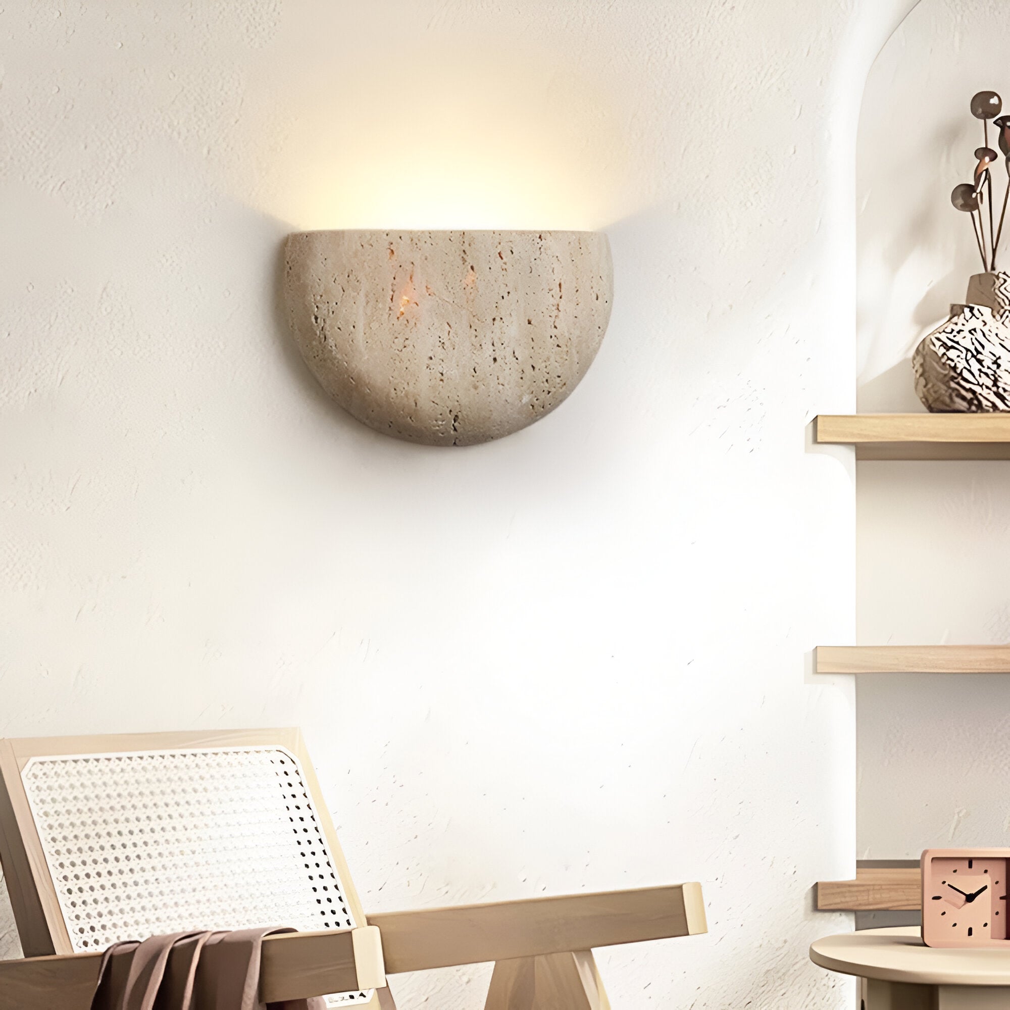 Medieval Style Travertine Stone Wall Light