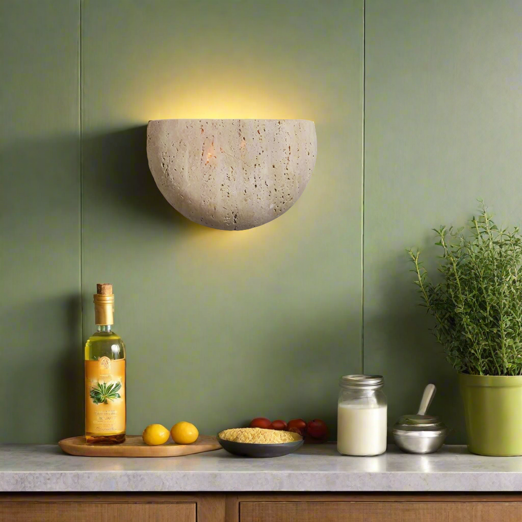 Medieval Style Travertine Stone Wall Light