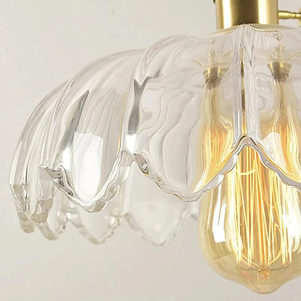Emerald Lotus Retro Glass Ceiling Light