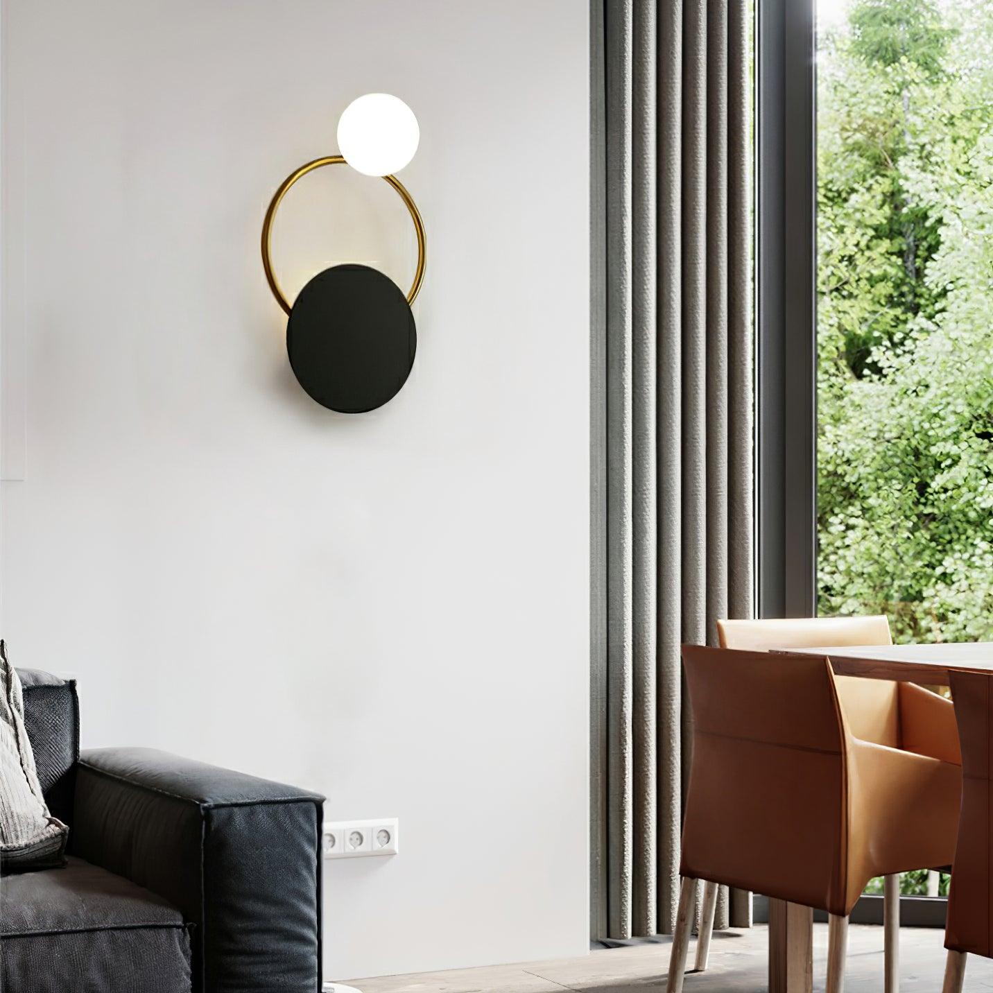 Black Circular Rings Wall Light