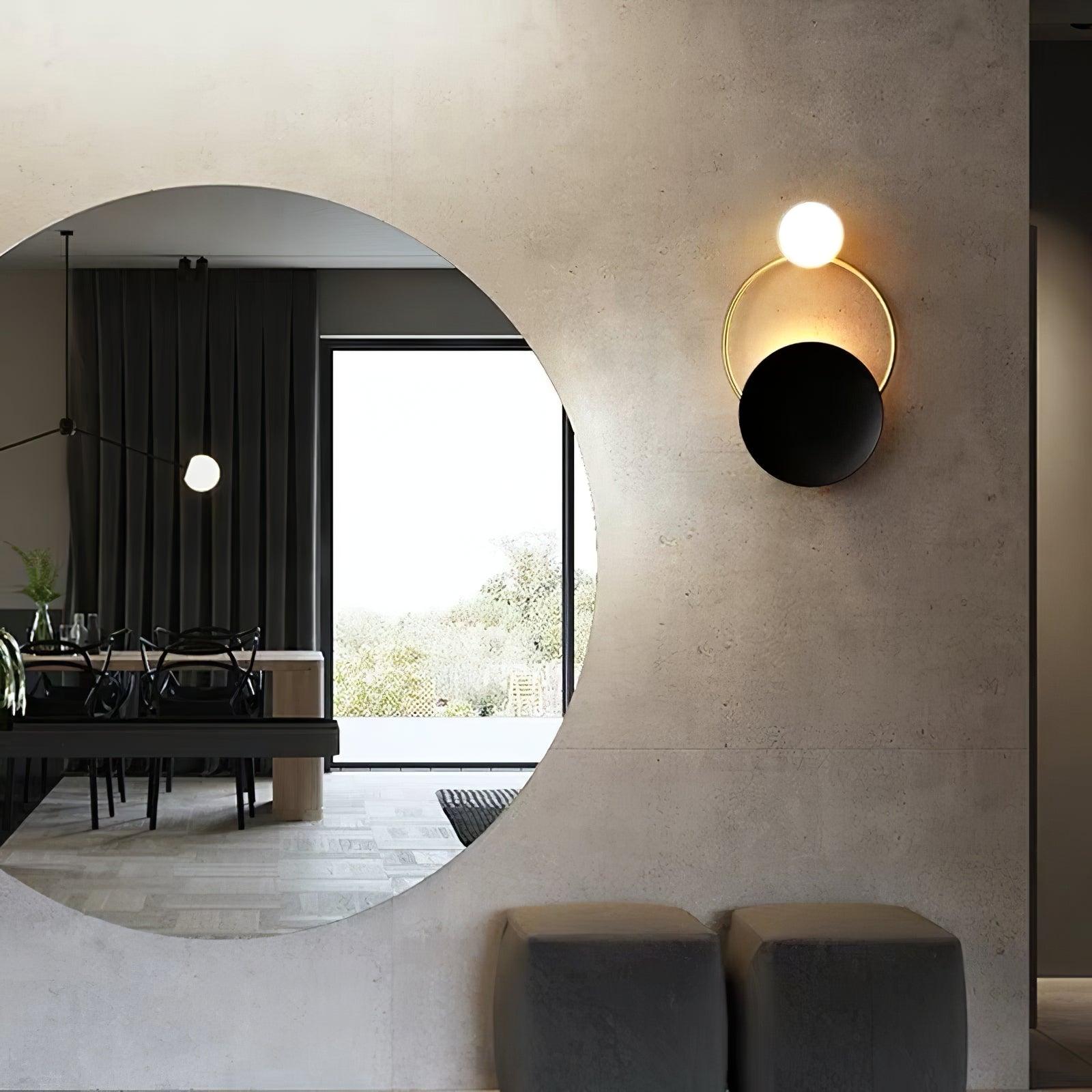 Black Circular Rings Wall Light