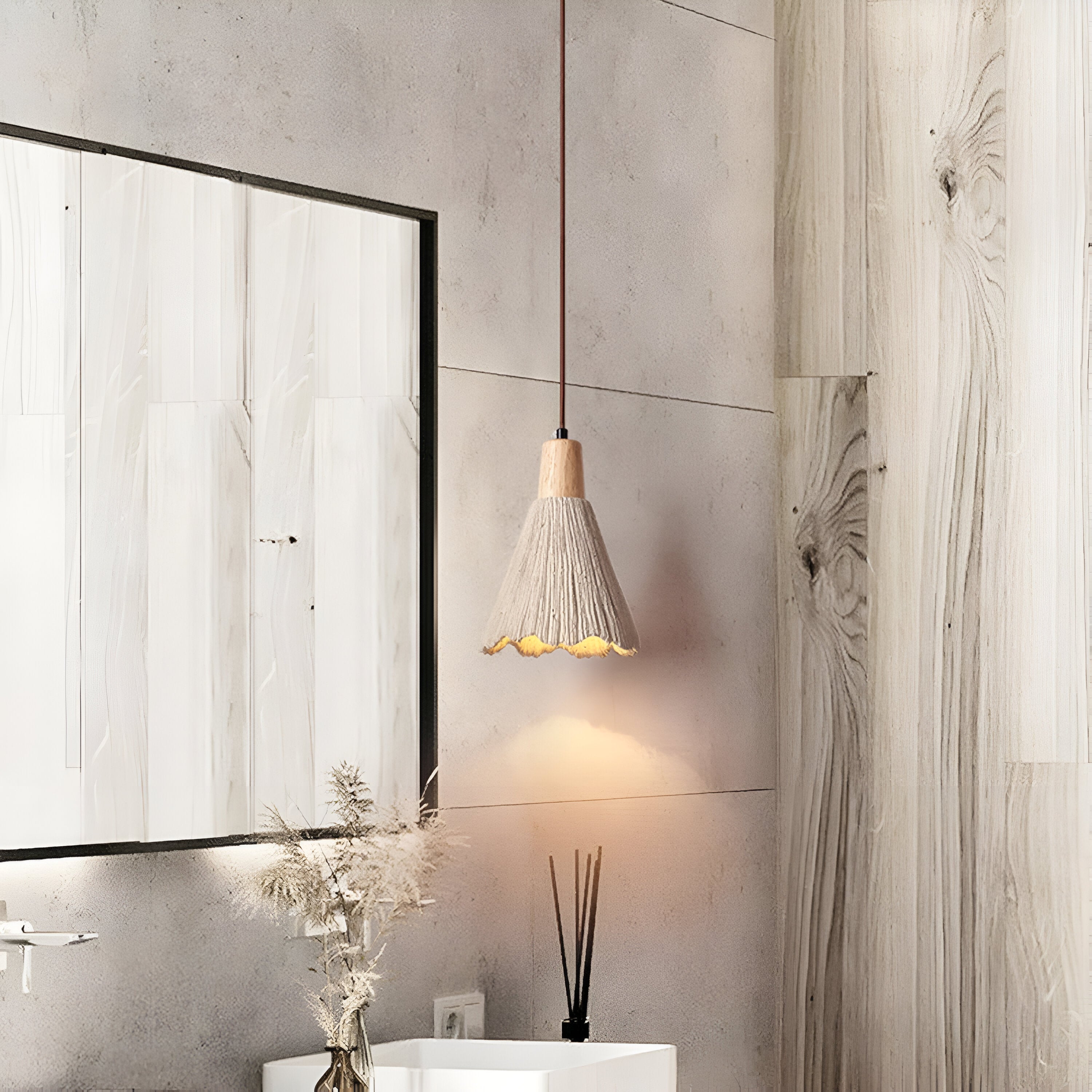 Cream Retro Wabi-Sabi LED Pendant Light