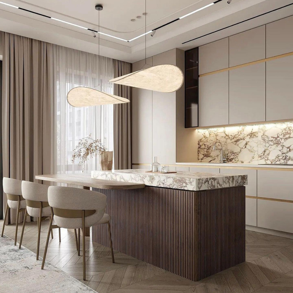 Japandi White Silk Fabric Minimalist Pendant Light