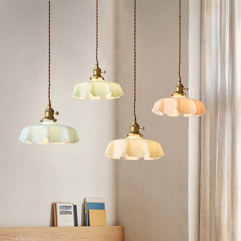 Blush Opaline Glass Retro Glass Pendant Light