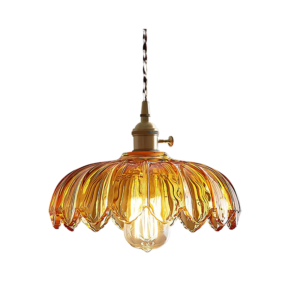 Emerald Lotus Retro Glass Ceiling Light