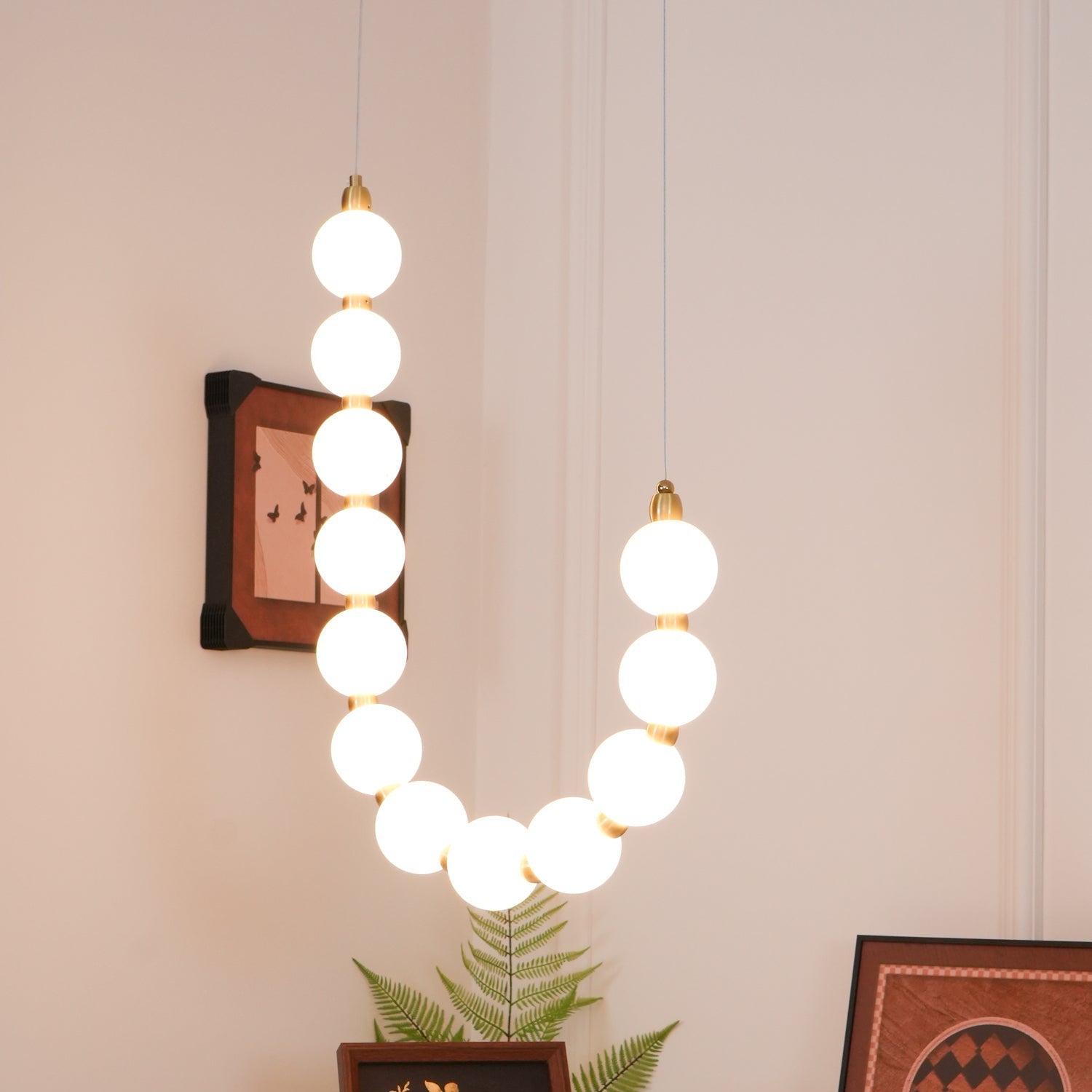 Pearl Glam Brass Acrylic Chandelier