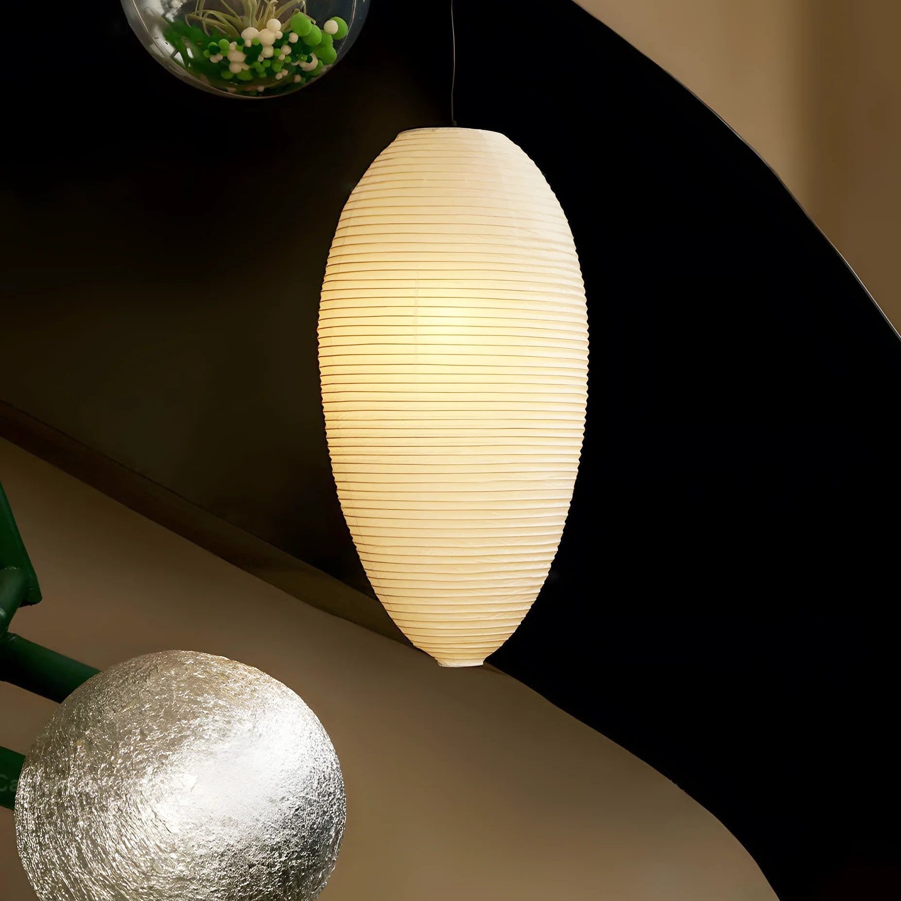 Luminous Serenity Japandi Paper Pendant Light