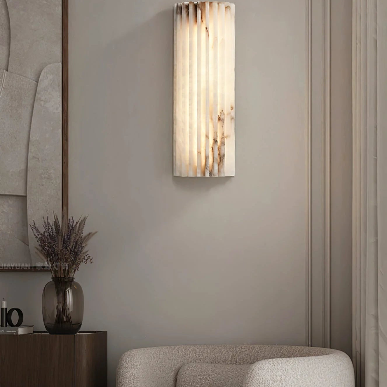 Alvia Ribbed Alabaster Wall Lamp
