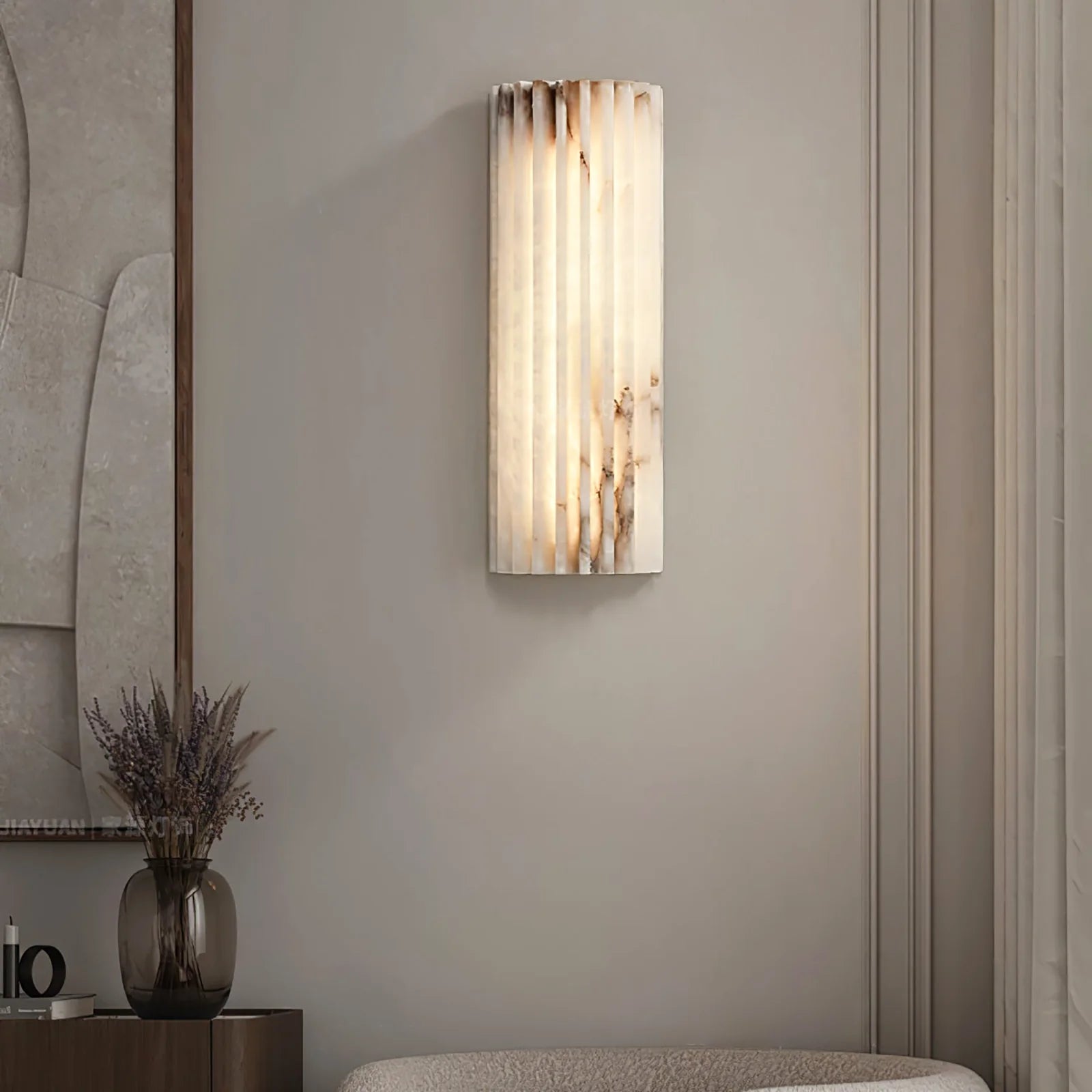 Alvia Ribbed Alabaster Wall Lamp