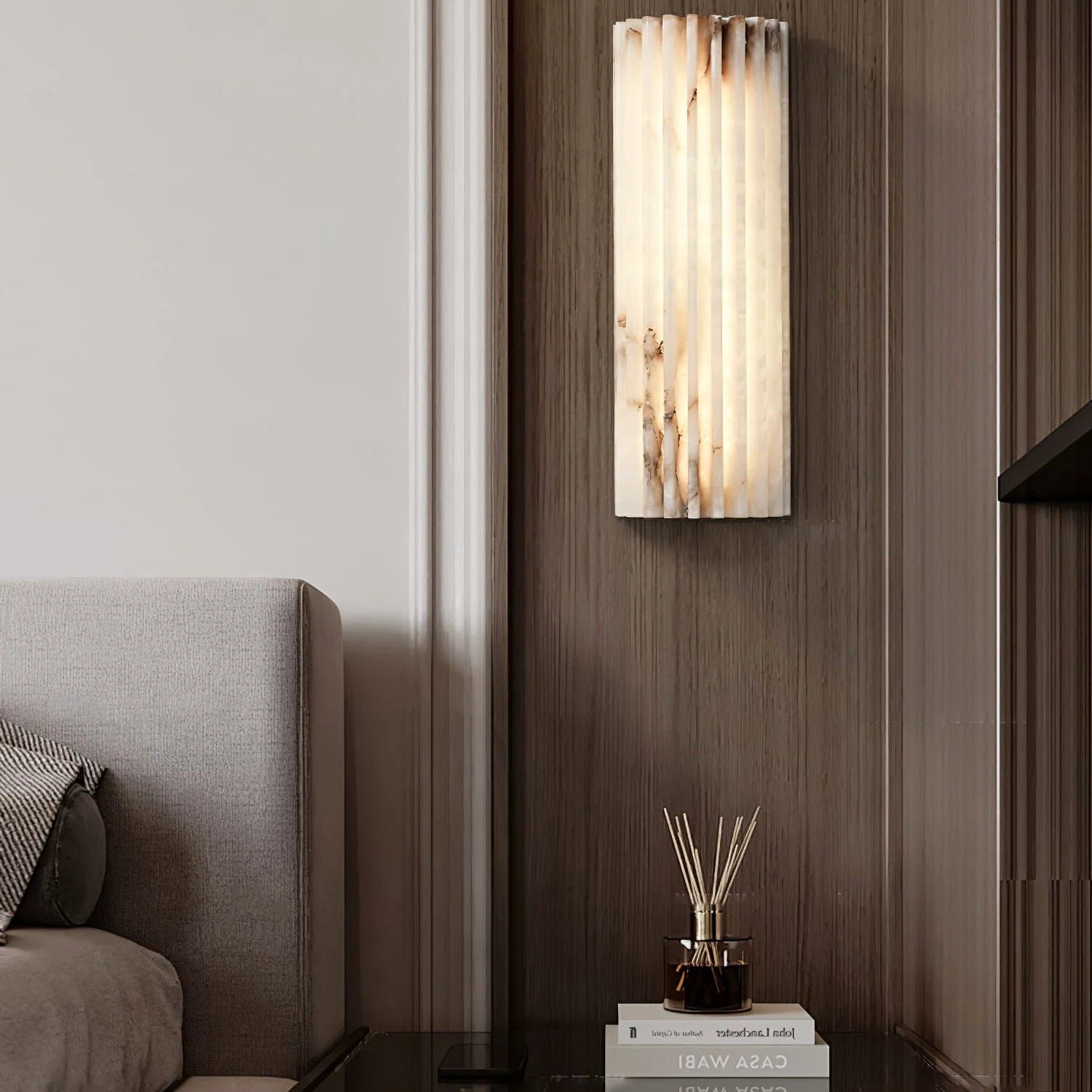 Alvia Ribbed Alabaster Wall Lamp