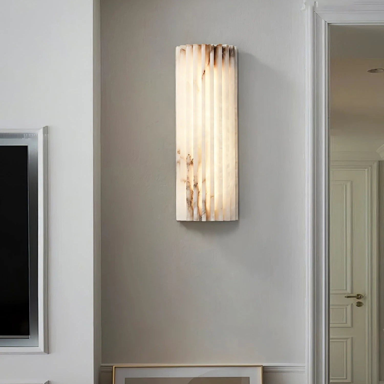 Alvia Ribbed Alabaster Wall Lamp