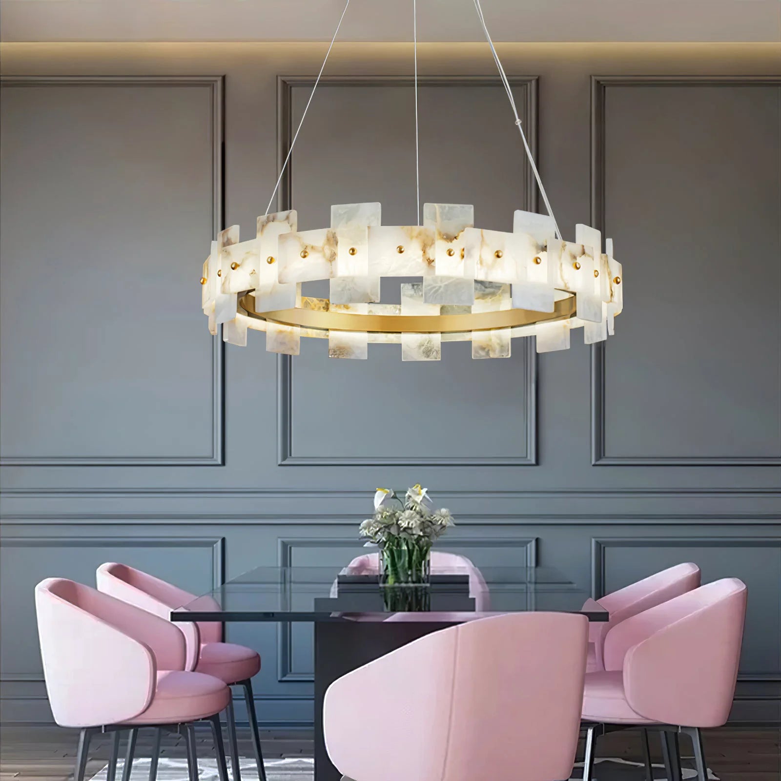 Elba Horizon Alabaster Luxury Chandelier