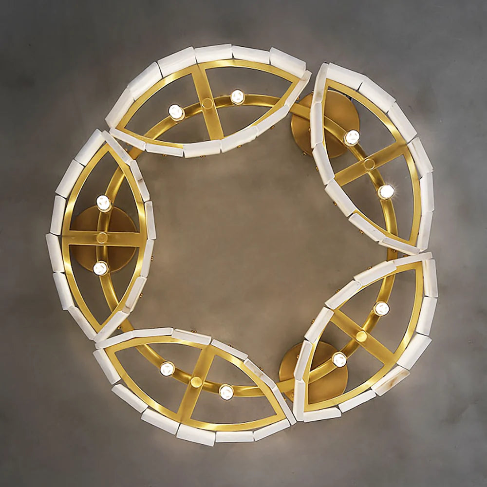 Serena Halo Alabaster Sculptural Brass Ceiling Lamp