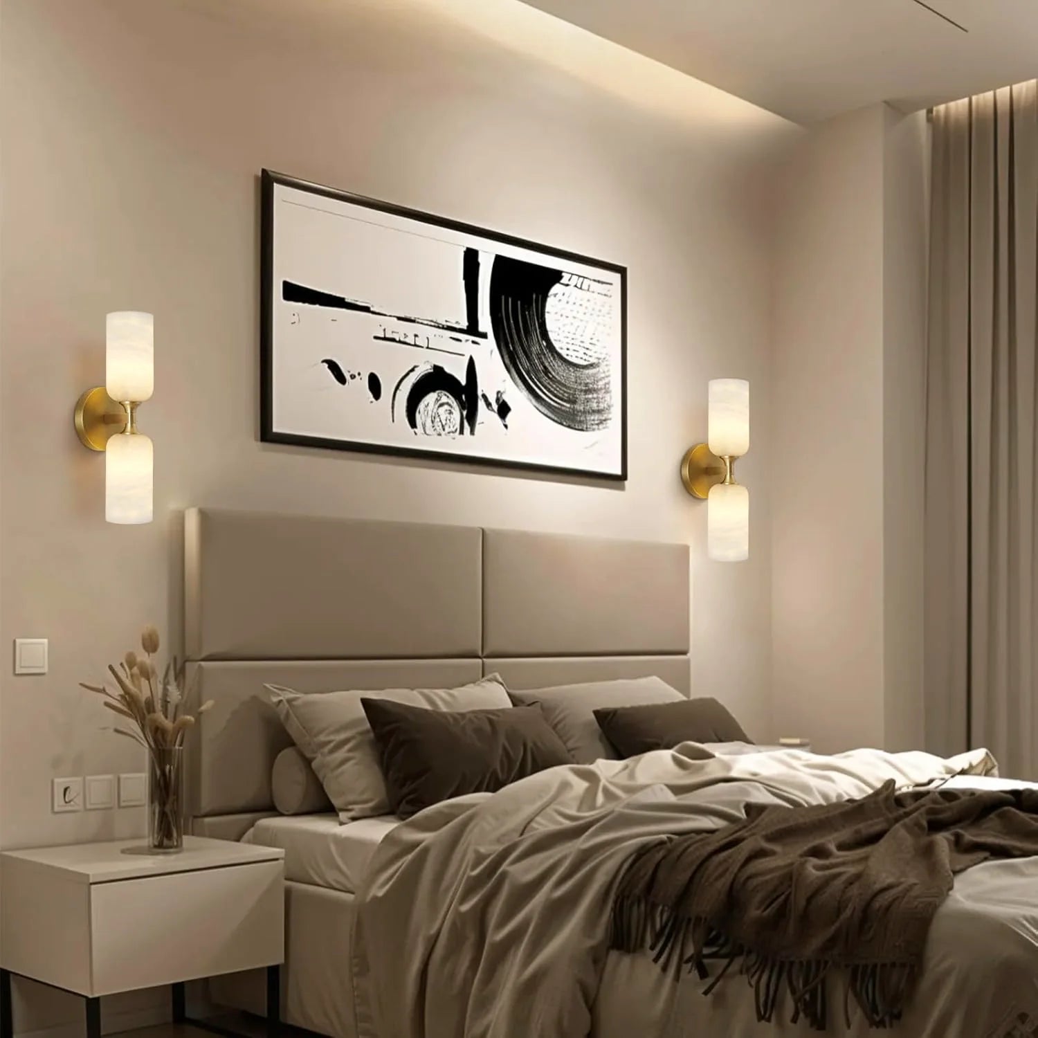 Monty Linea Alabaster Minimalist Wall Lamp