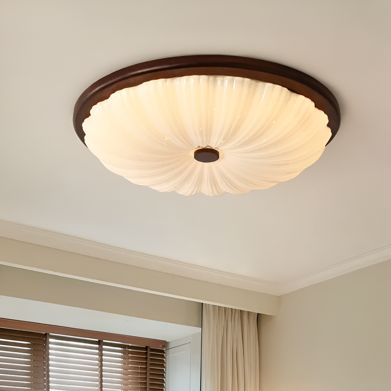 American Vintage Wood Retro Ceiling Light