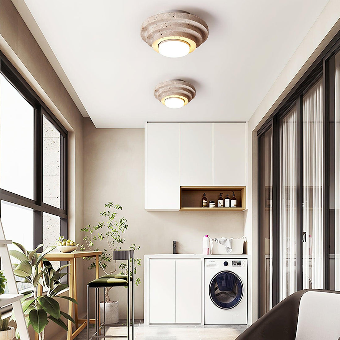 Aperture Travertine Ceiling Light