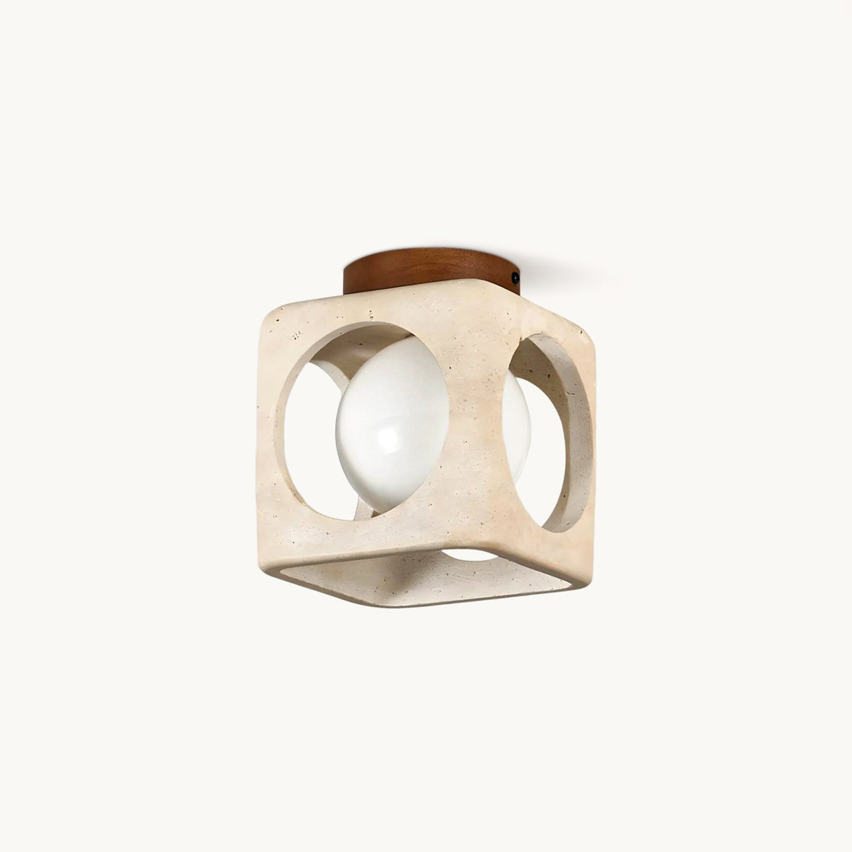 Saga Japandi Travertine Ceiling Light on white background