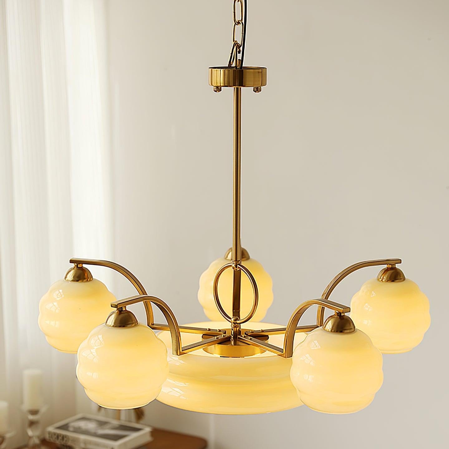 Grandeur Art Glass Metal Chandelier