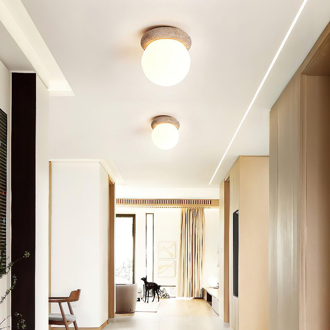Asteroid Travertine Ceiling Light
