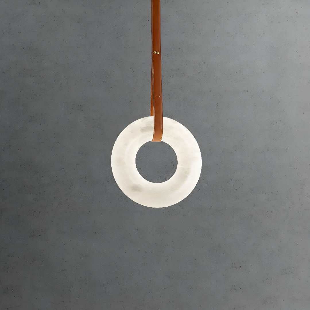 Aurelia Halo Nordic Alabaster Leather Strip Pendant Light