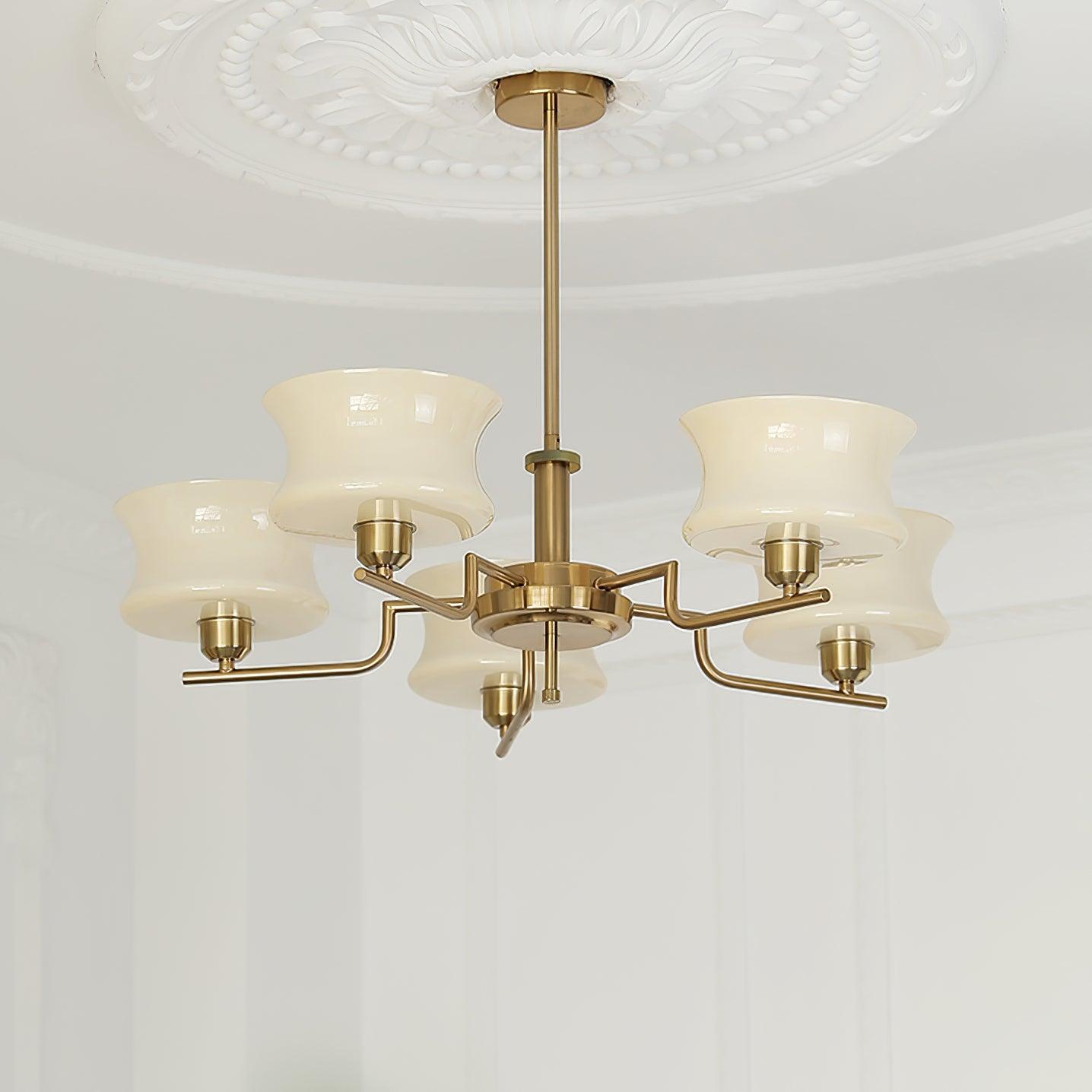 Golden Vintage Glass Chandelier