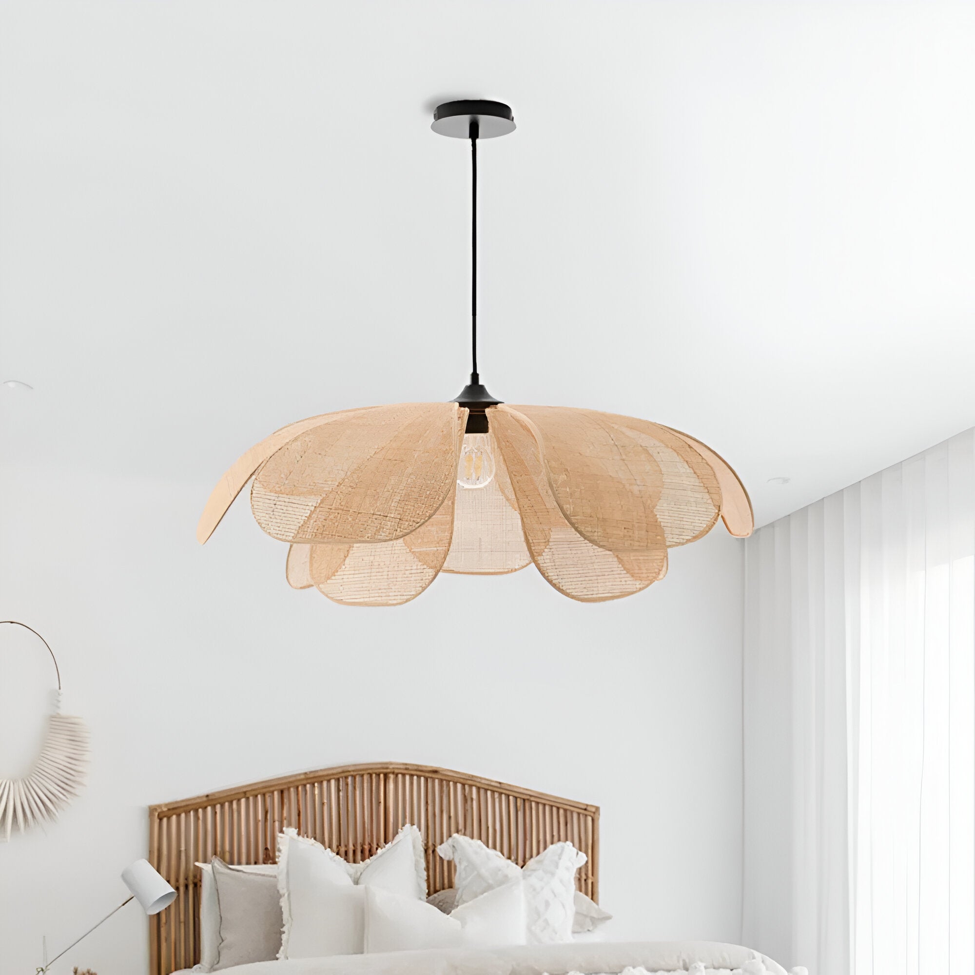 Bamboo Rattan Petal Rustic Wicker Pendant Light