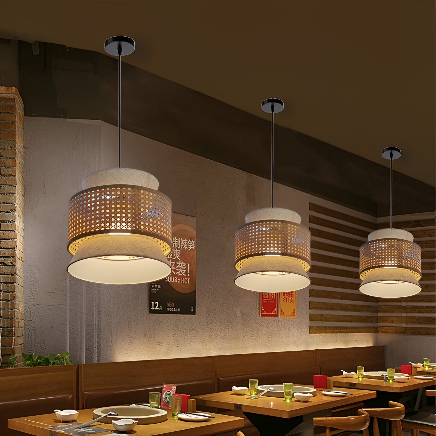 Boho Handwoven Bamboo Pendant Light