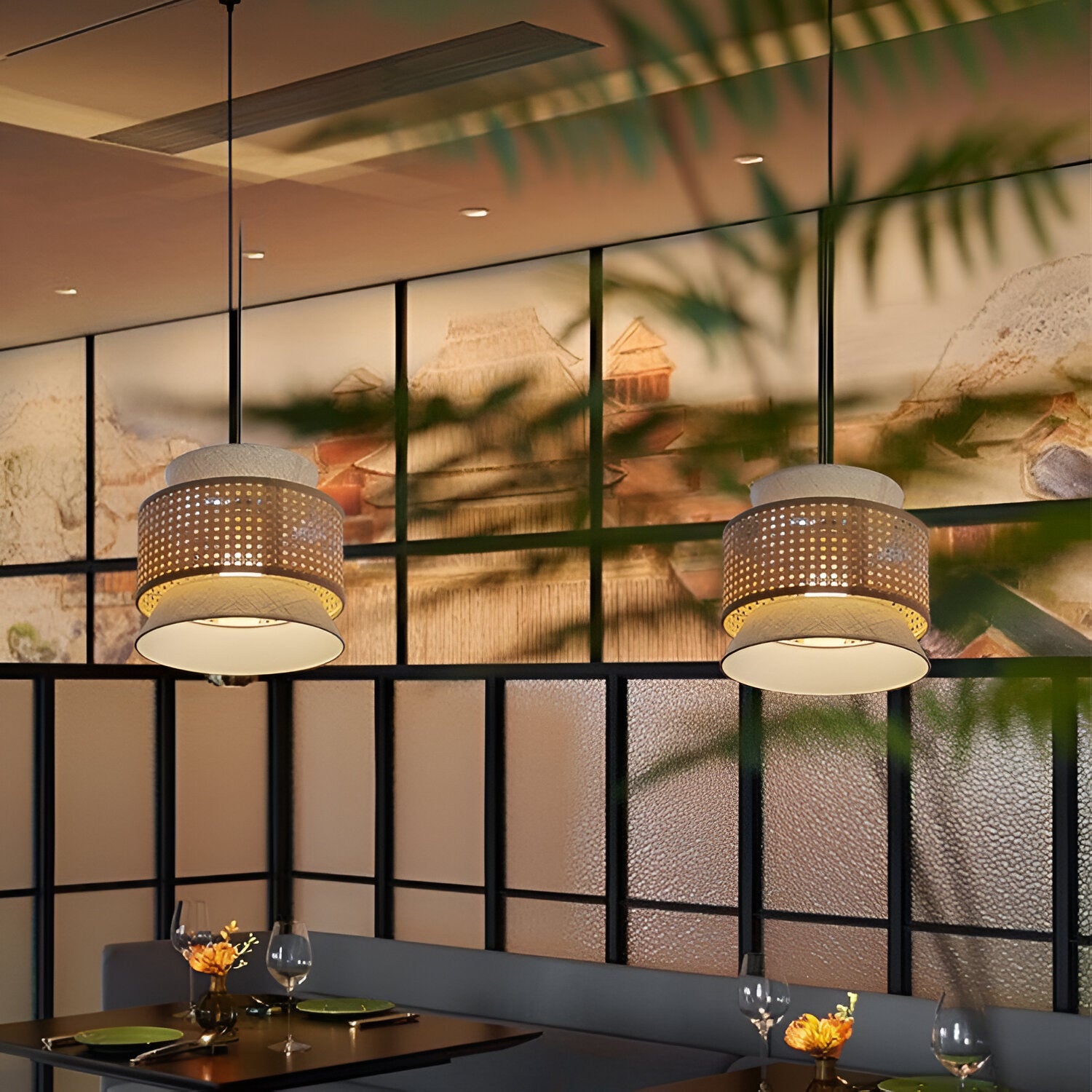 Boho Handwoven Bamboo Pendant Light