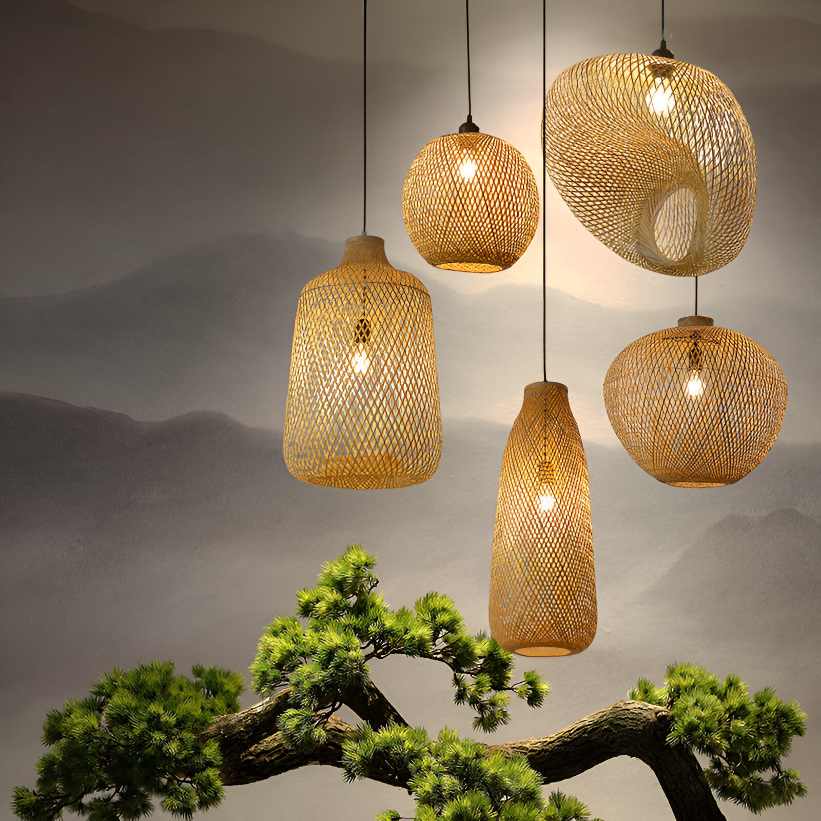 Solaya Handwoven Bamboo Pendant Light