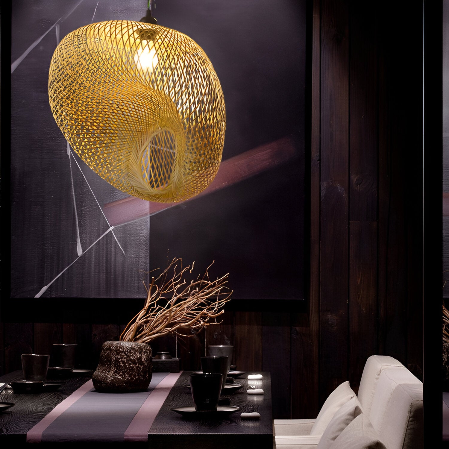 Solaya Handwoven Bamboo Pendant Light