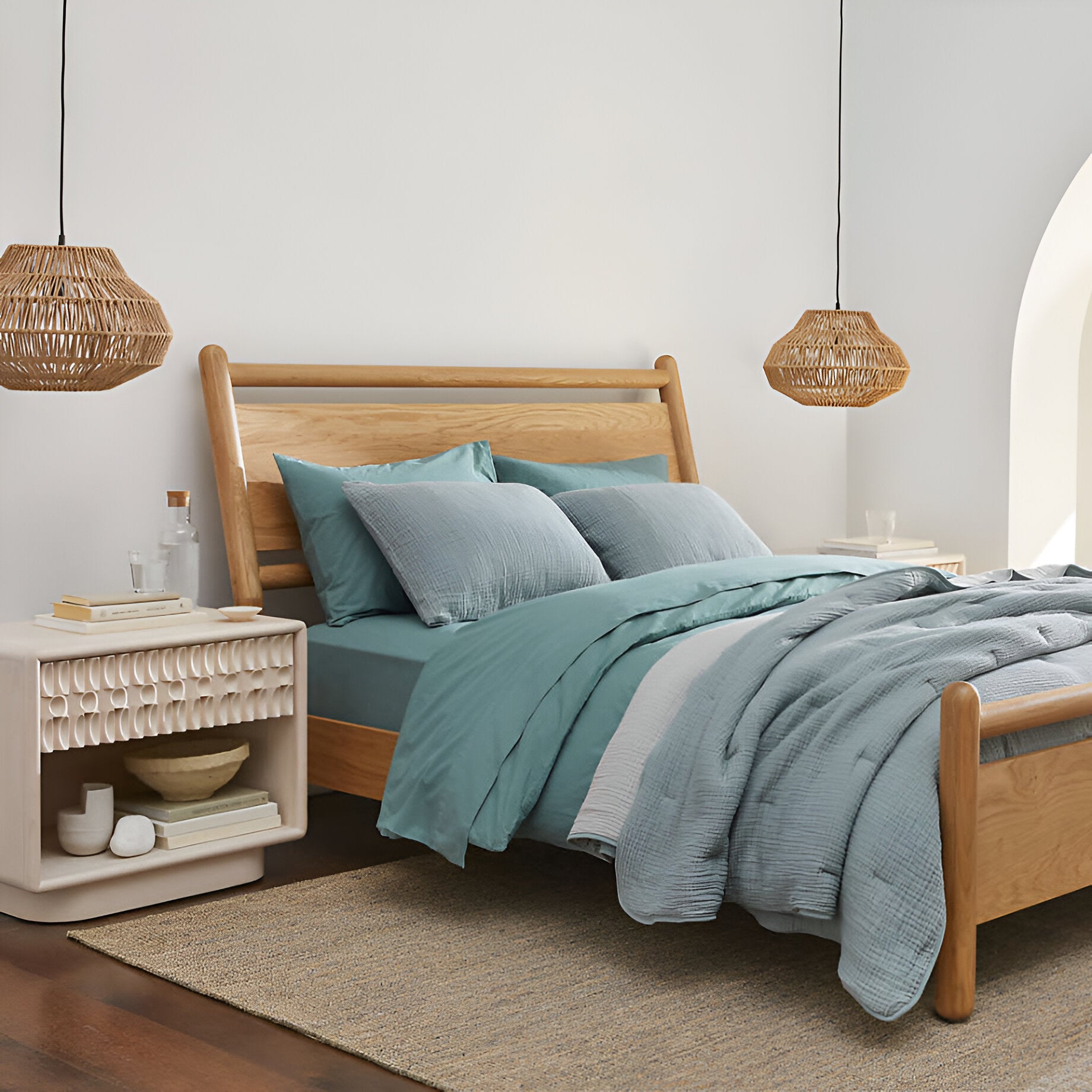 Boho Style Woven Handmade Rattan Pendant Light