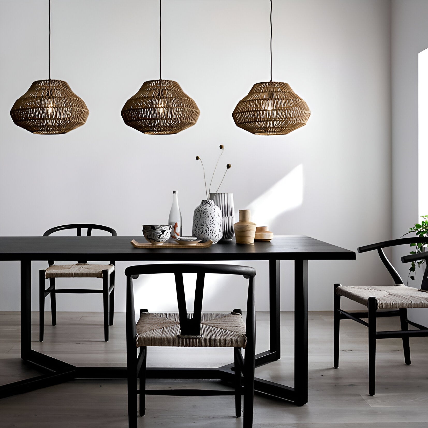 Boho Style Woven Handmade Rattan Pendant Light