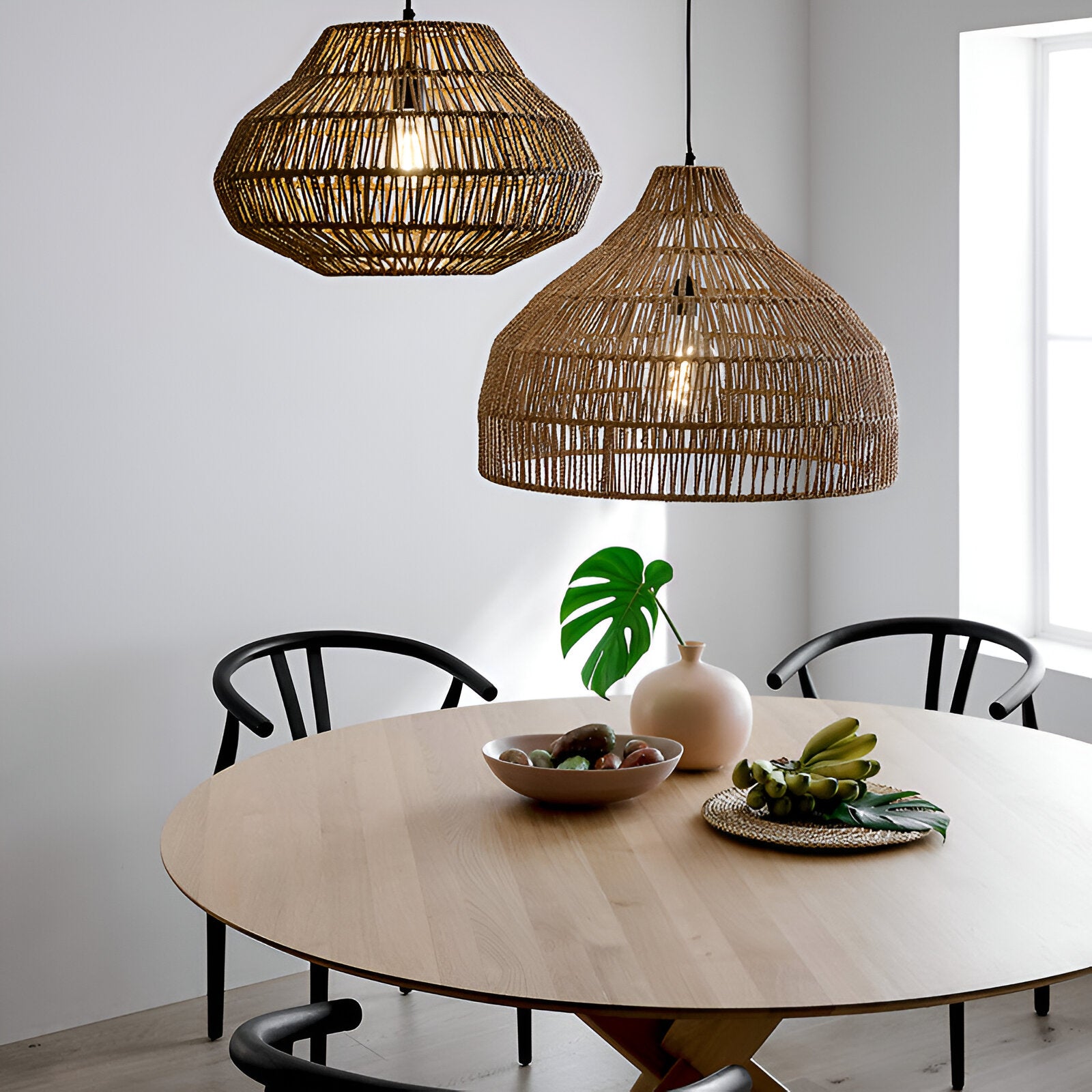 Boho Style Woven Handmade Rattan Pendant Light