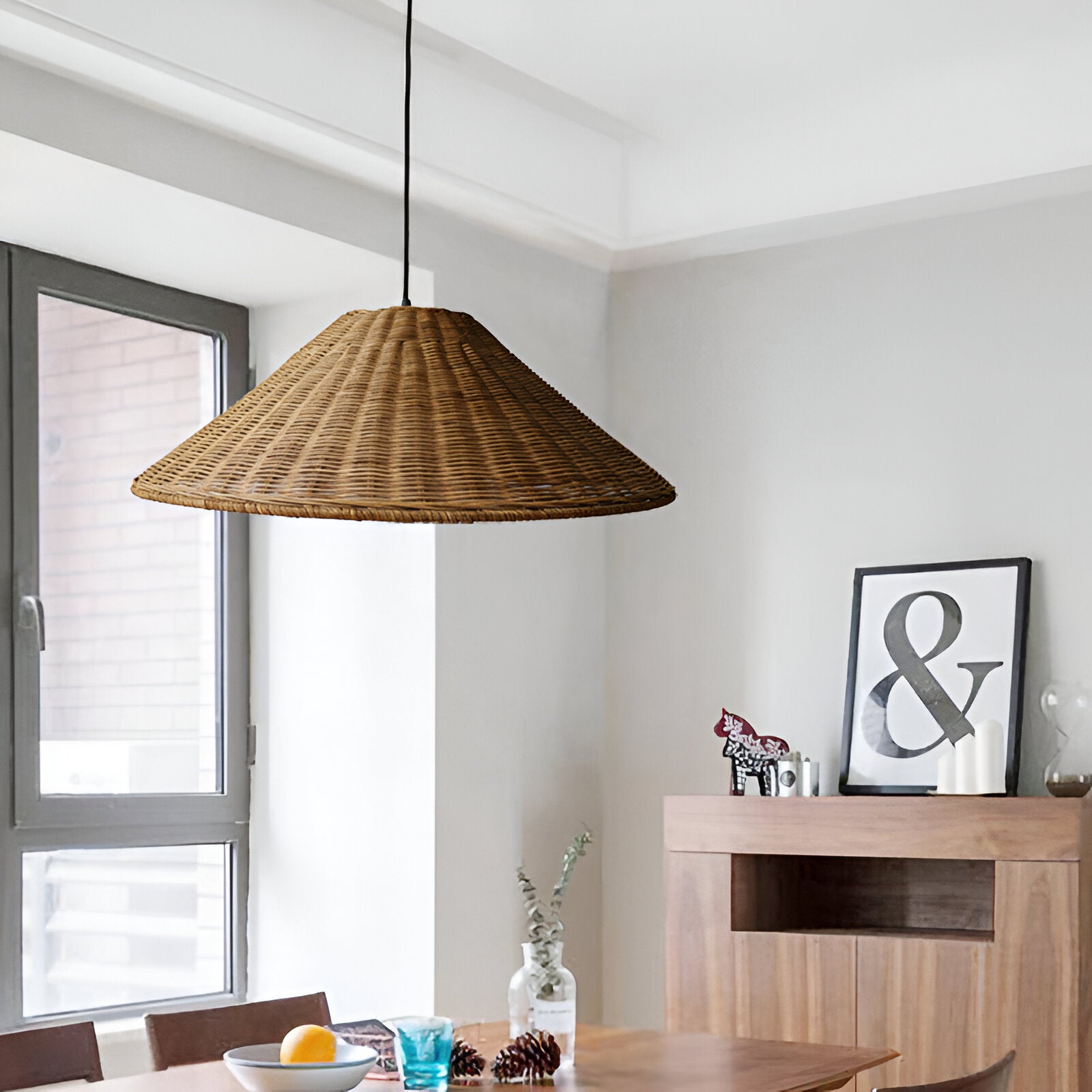 Japandi Artisan Shine Rattan Pendant Light