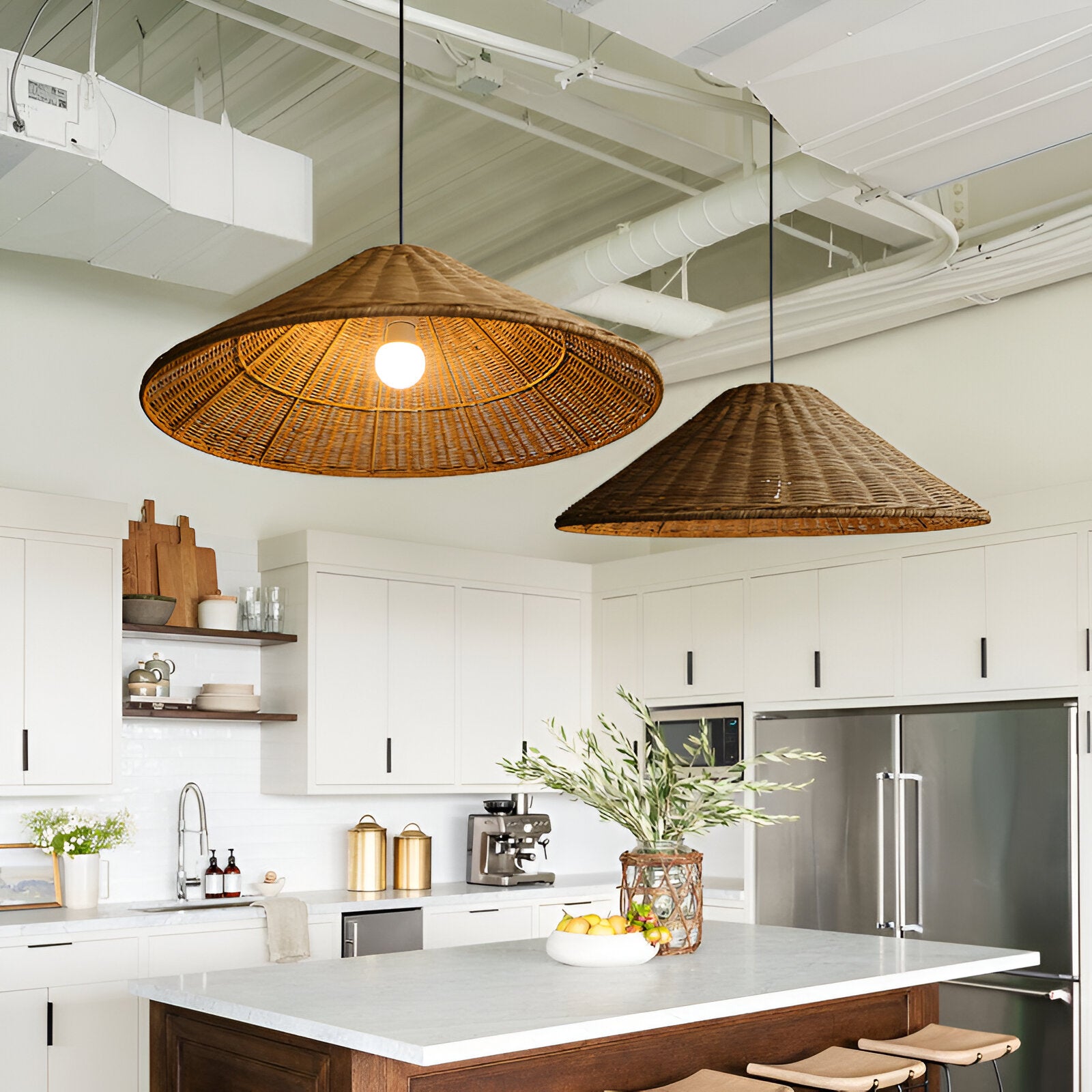 Japandi Artisan Shine Rattan Pendant Light