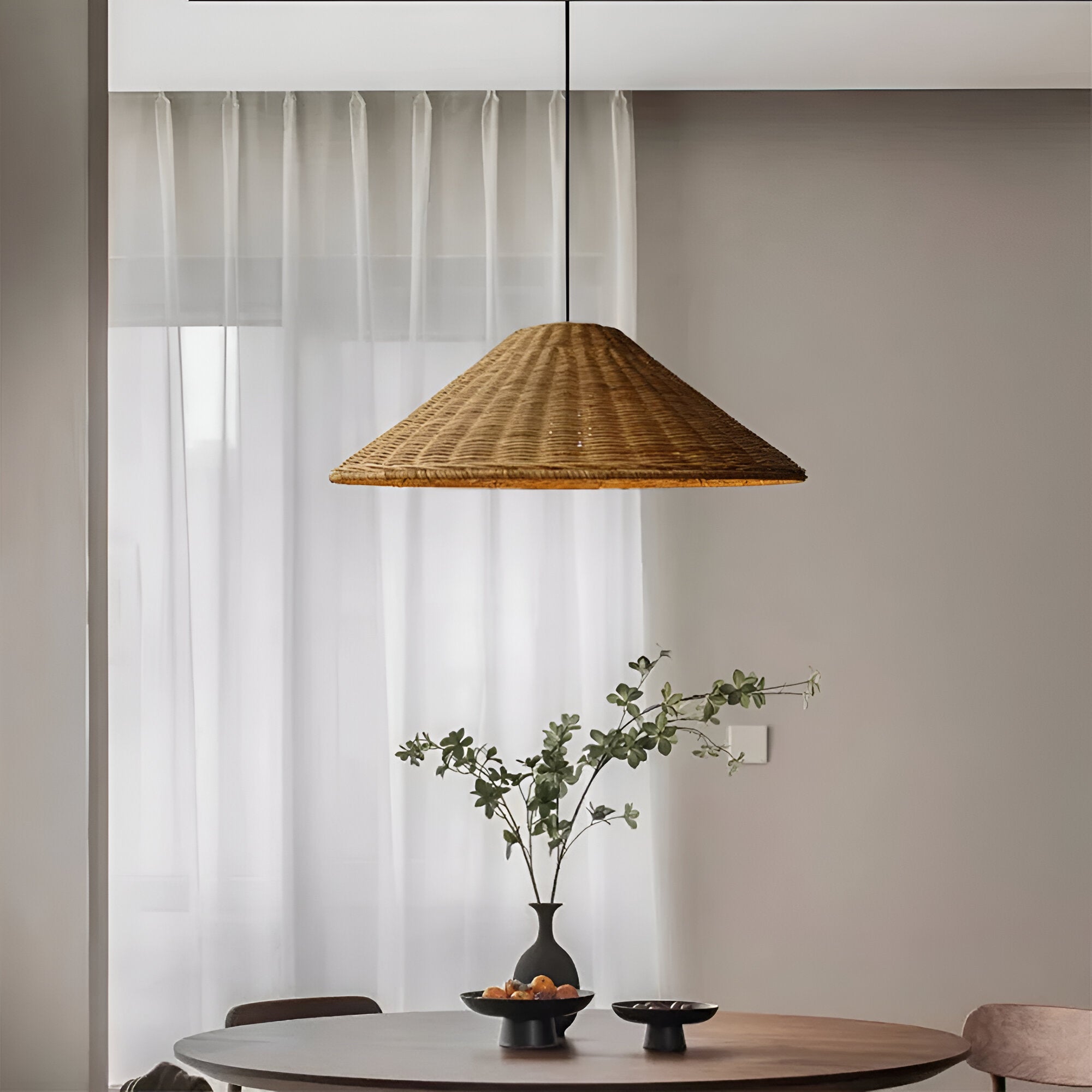 Japandi Artisan Shine Rattan Pendant Light