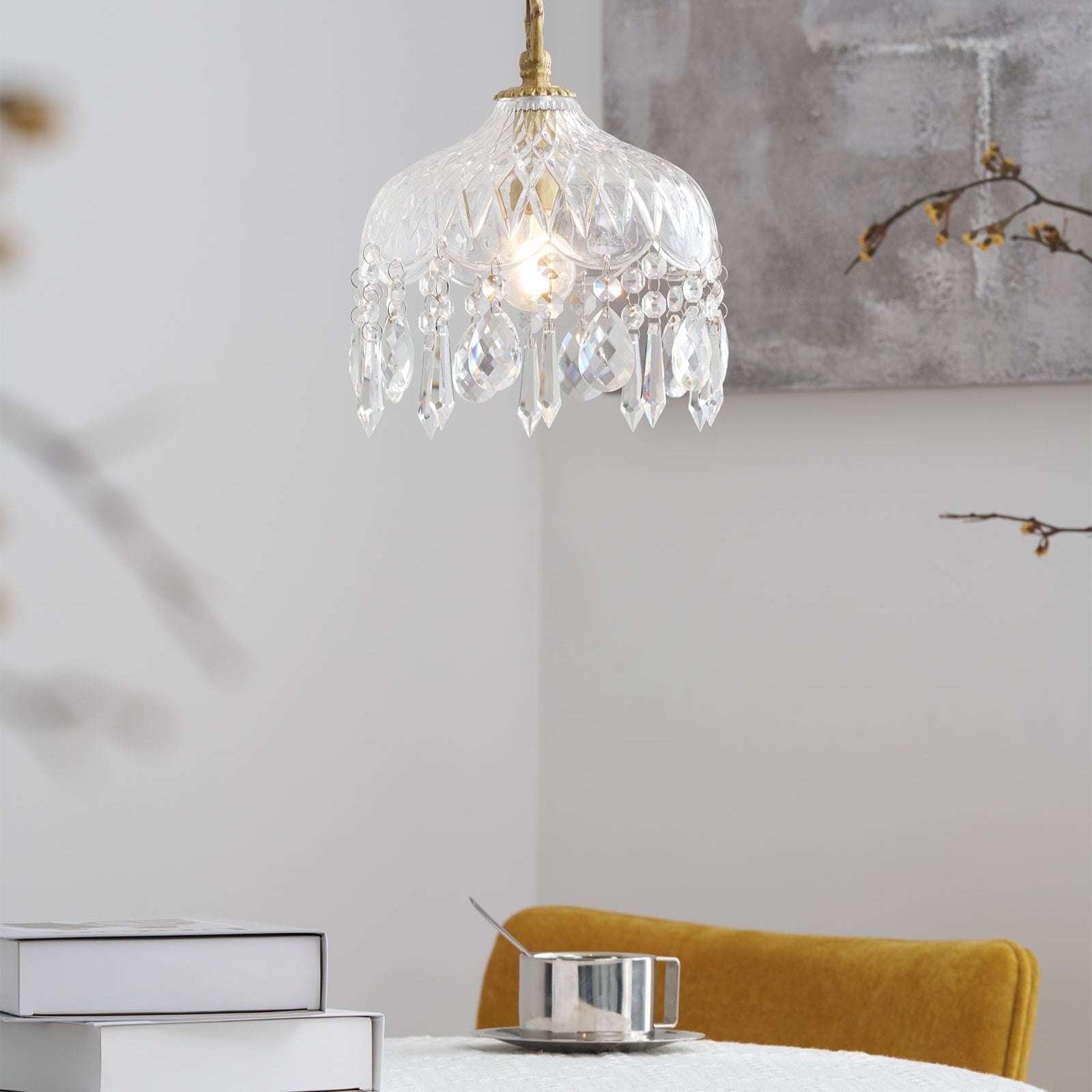 Celestial Glow Retro Brass Glass Pendant Light