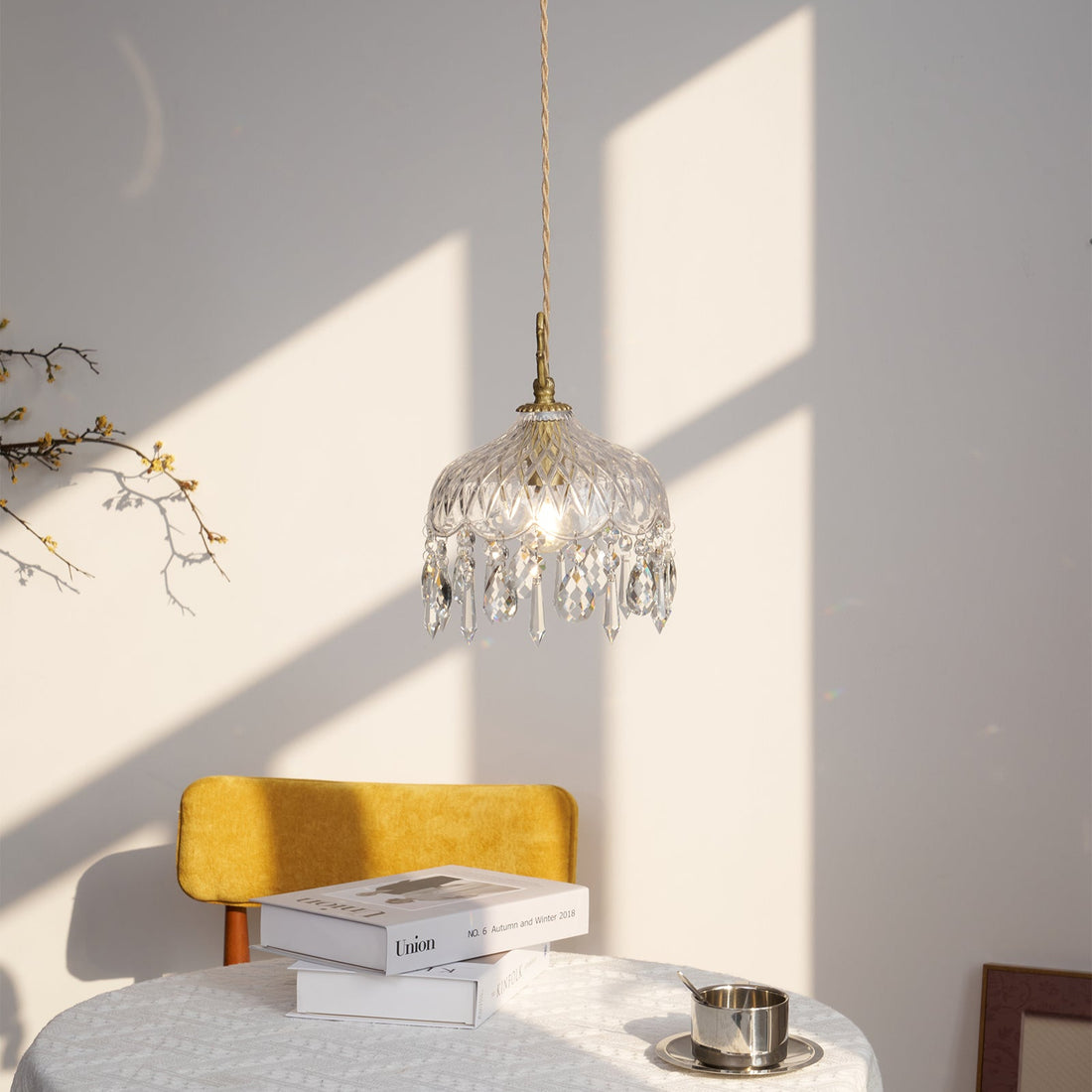 Celestial Glow Retro Brass Glass Pendant Light