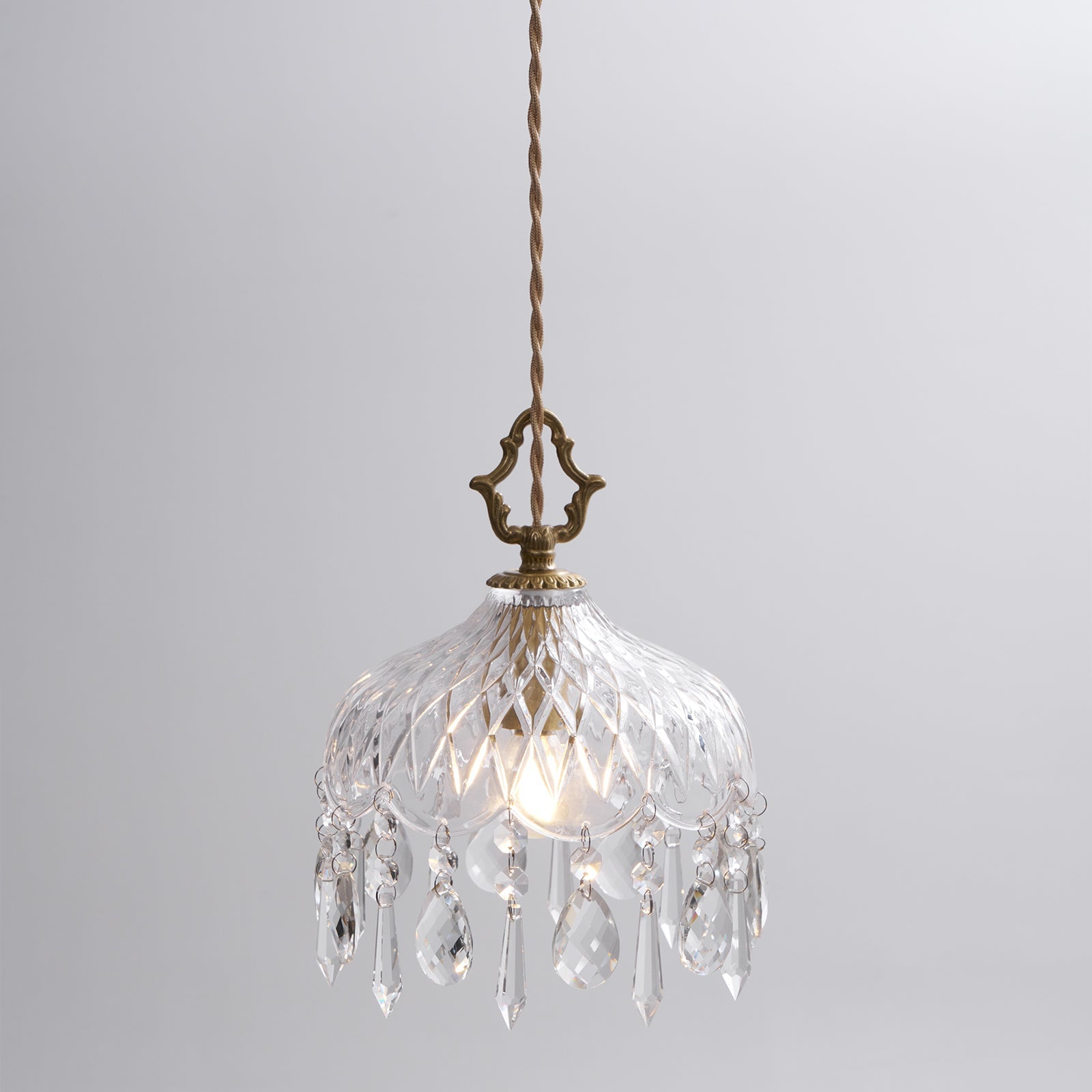 Celestial Glow Retro Brass Glass Pendant Light
