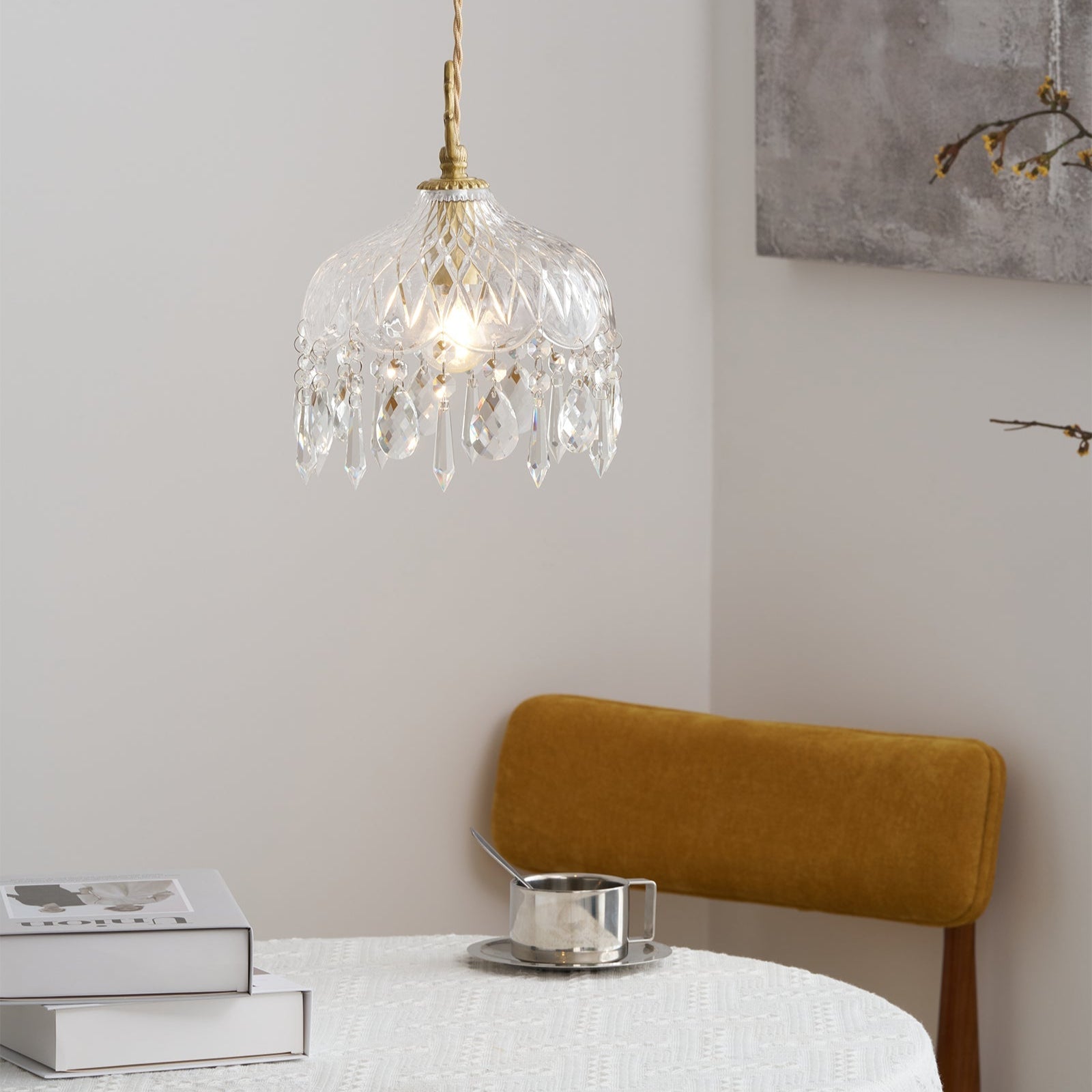 Celestial Glow Retro Brass Glass Pendant Light