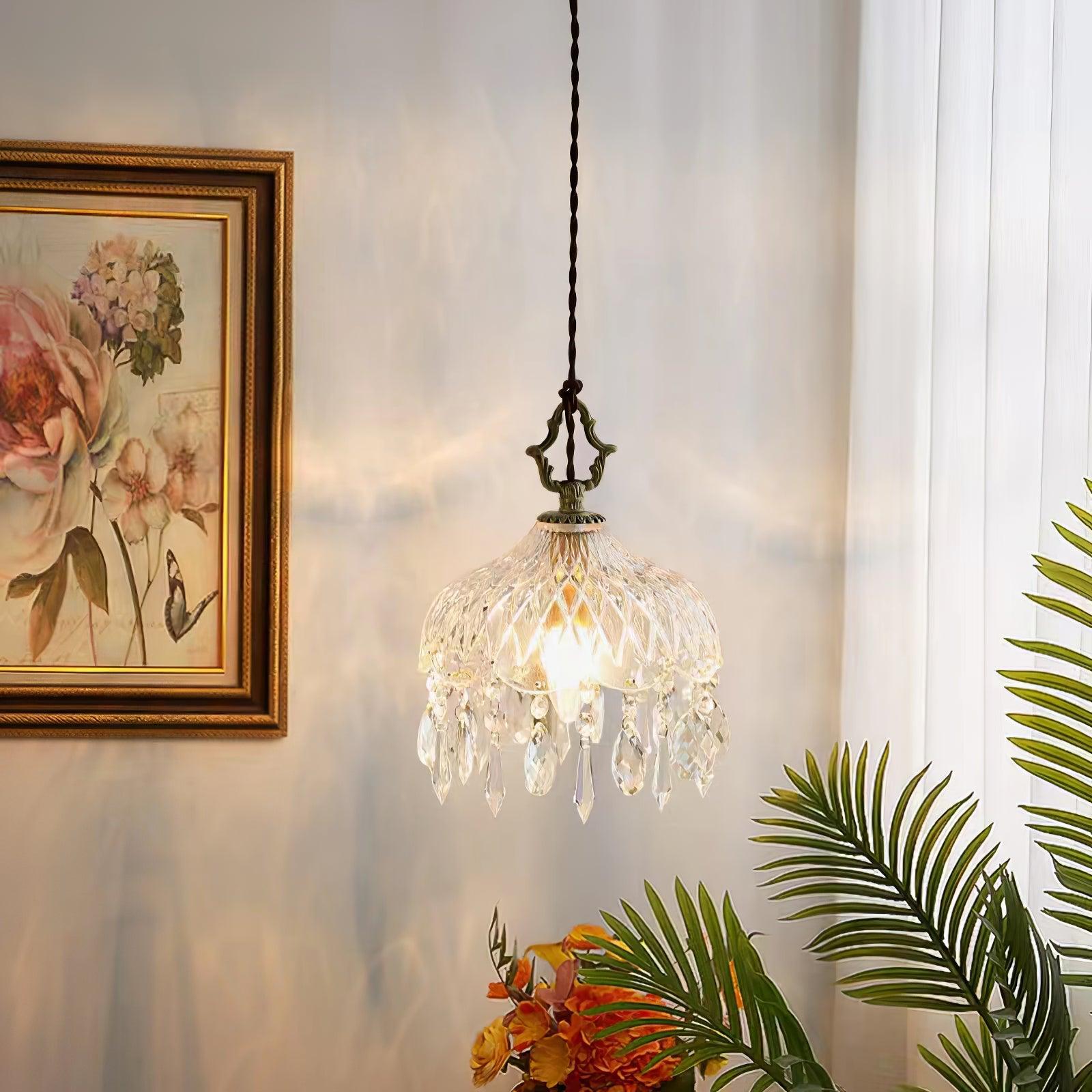 Celestial Glow Retro Brass Glass Pendant Light