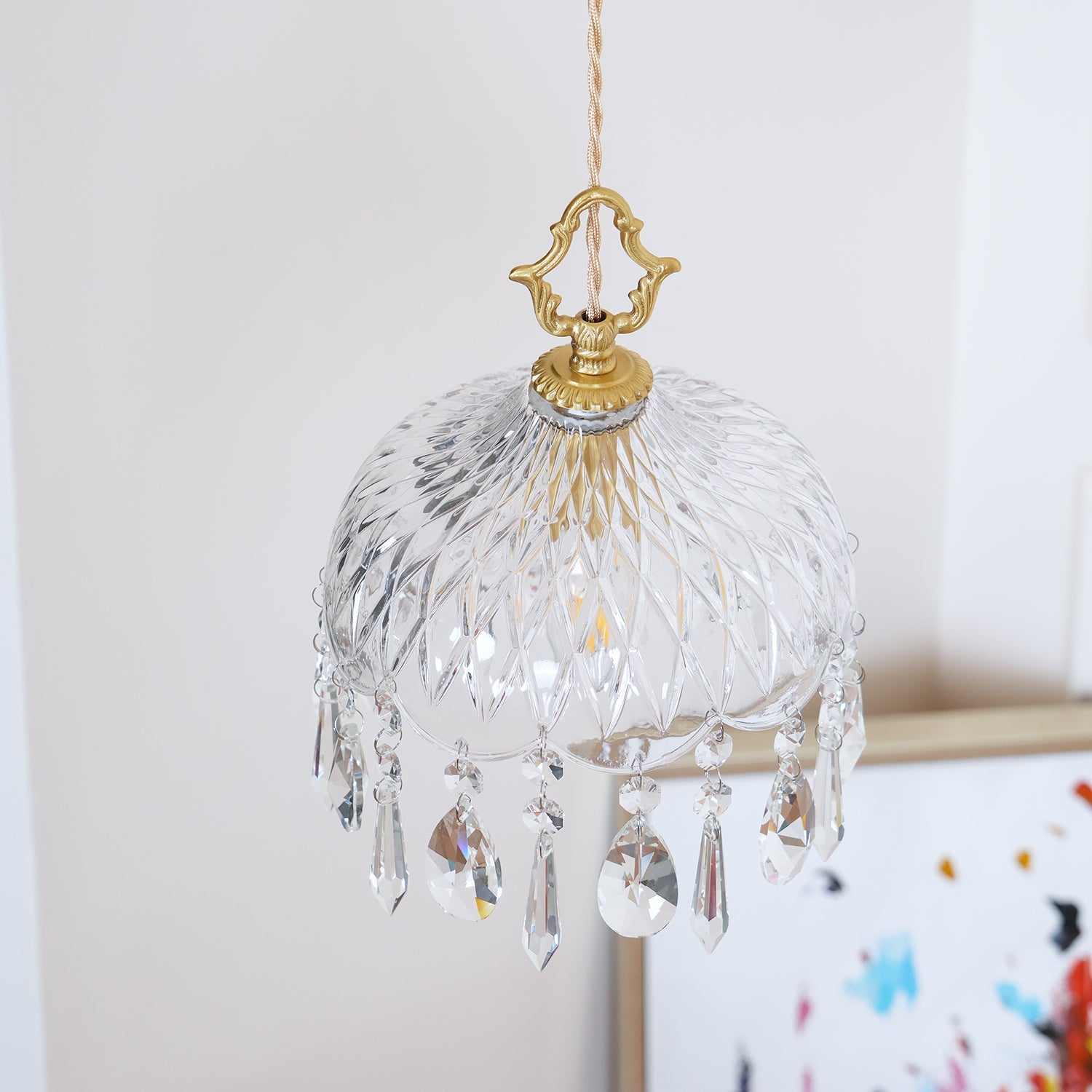 Celestial Glow Retro Brass Glass Pendant Light