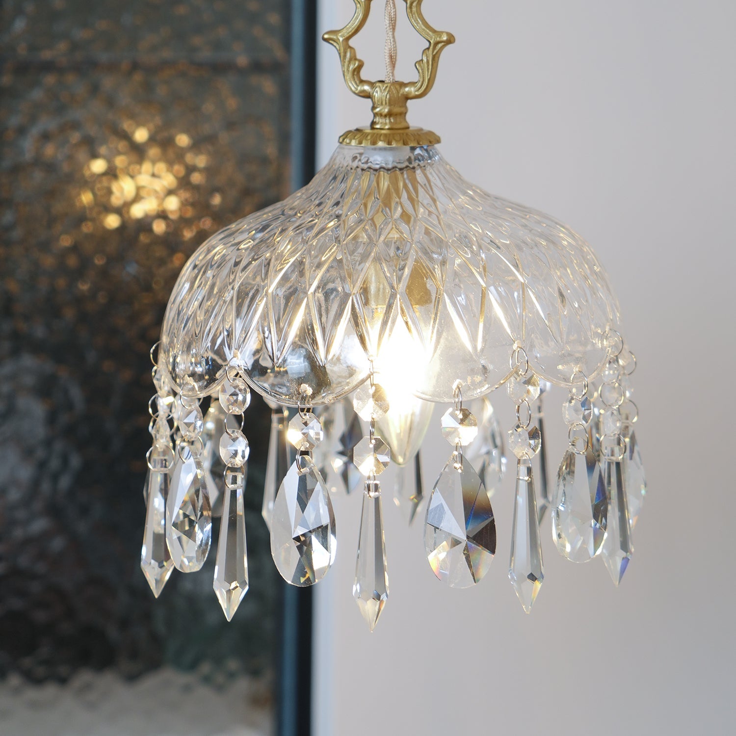 Celestial Glow Retro Brass Glass Pendant Light